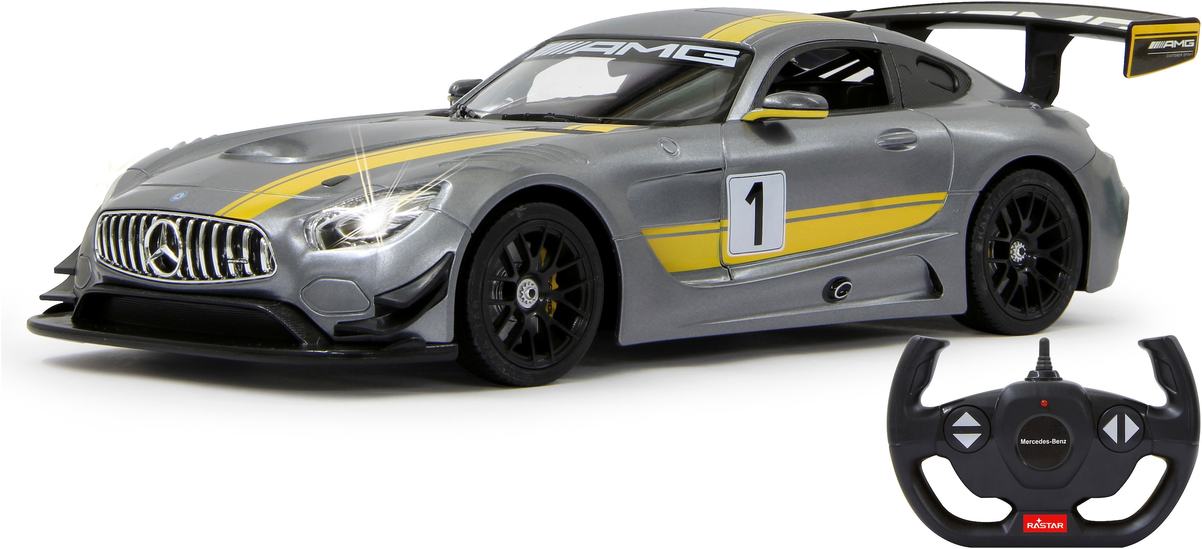 Jamara RC-Auto »Deluxe Cars, Mercedes-AMG GT3 Performance, 1:14, grau, 2,4GHz«, mit LED-Licht