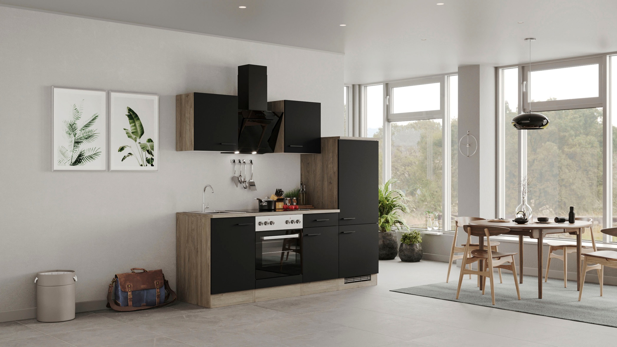 Flex-Well Küche »Capri«, mit und ohne E-Geräten erhältlich, Gesamtbreite 220 cm