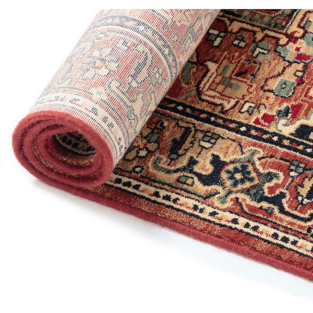 Wohnen Teppiche THEKO Wollteppich »Saharna 2886«, rechteckig, 10 mm Höhe, reine Wolle, Orient-Optik, mit Fransen, Wohnzimmer rot