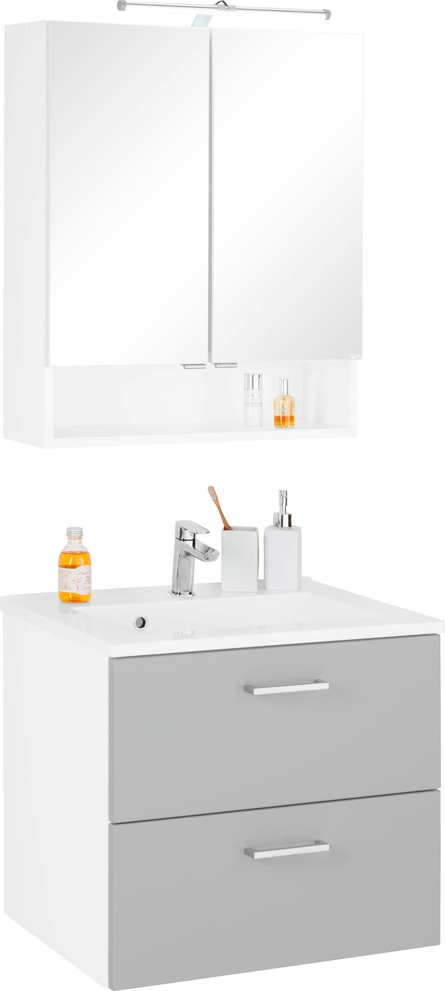 welltime Badmöbel-Set "Ribera" 2 Stk. tlg. Spiegelschrank Breite 60 cm, Was günstig online kaufen