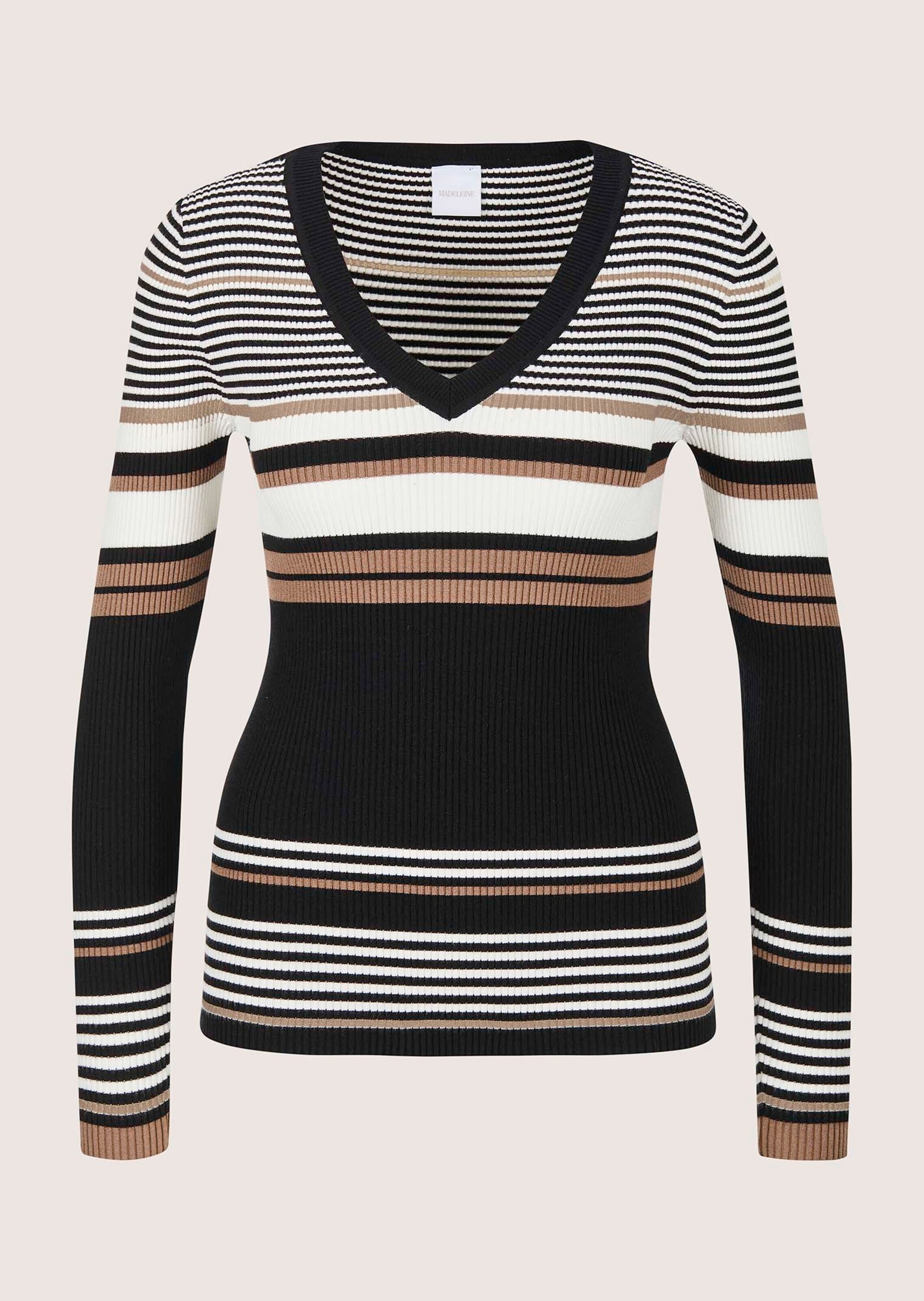 MADELEINE Longpullover "Feinstrickpullover Viskosepullover mit Streifen-Mus günstig online kaufen