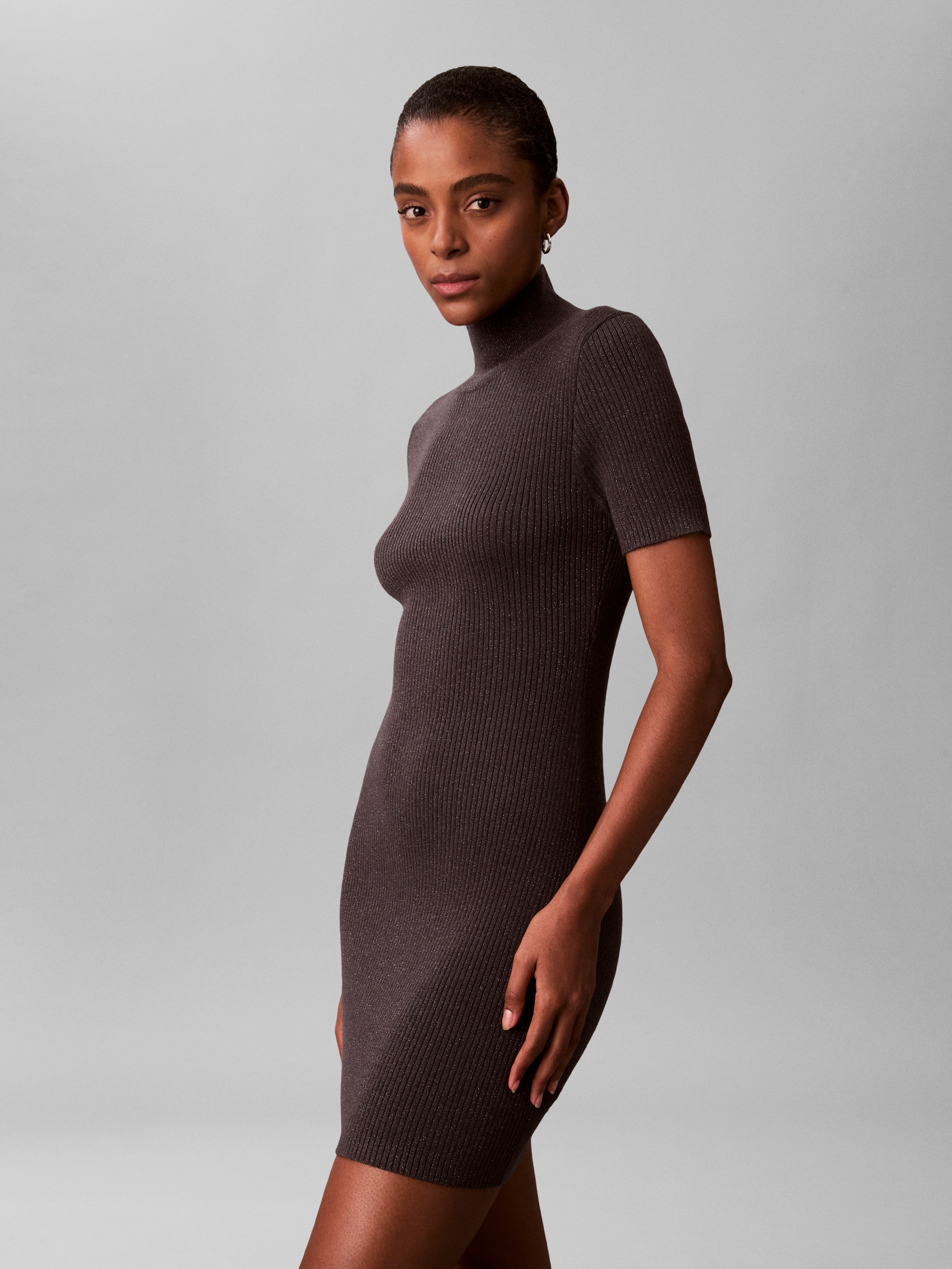 Calvin Klein Jeans Minikleid Ohne Tasche Figurbetonte Passform mit Stehkrag günstig online kaufen