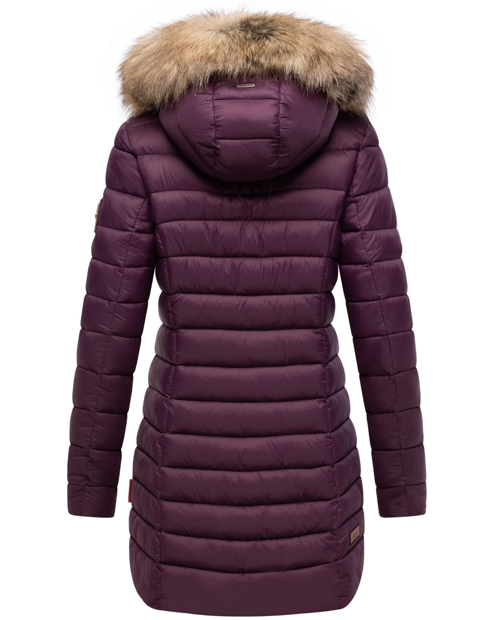 Marikoo Steppmantel »Rose-Stepp« zeitloser Winterparka mit großer Kunstfellkapuze