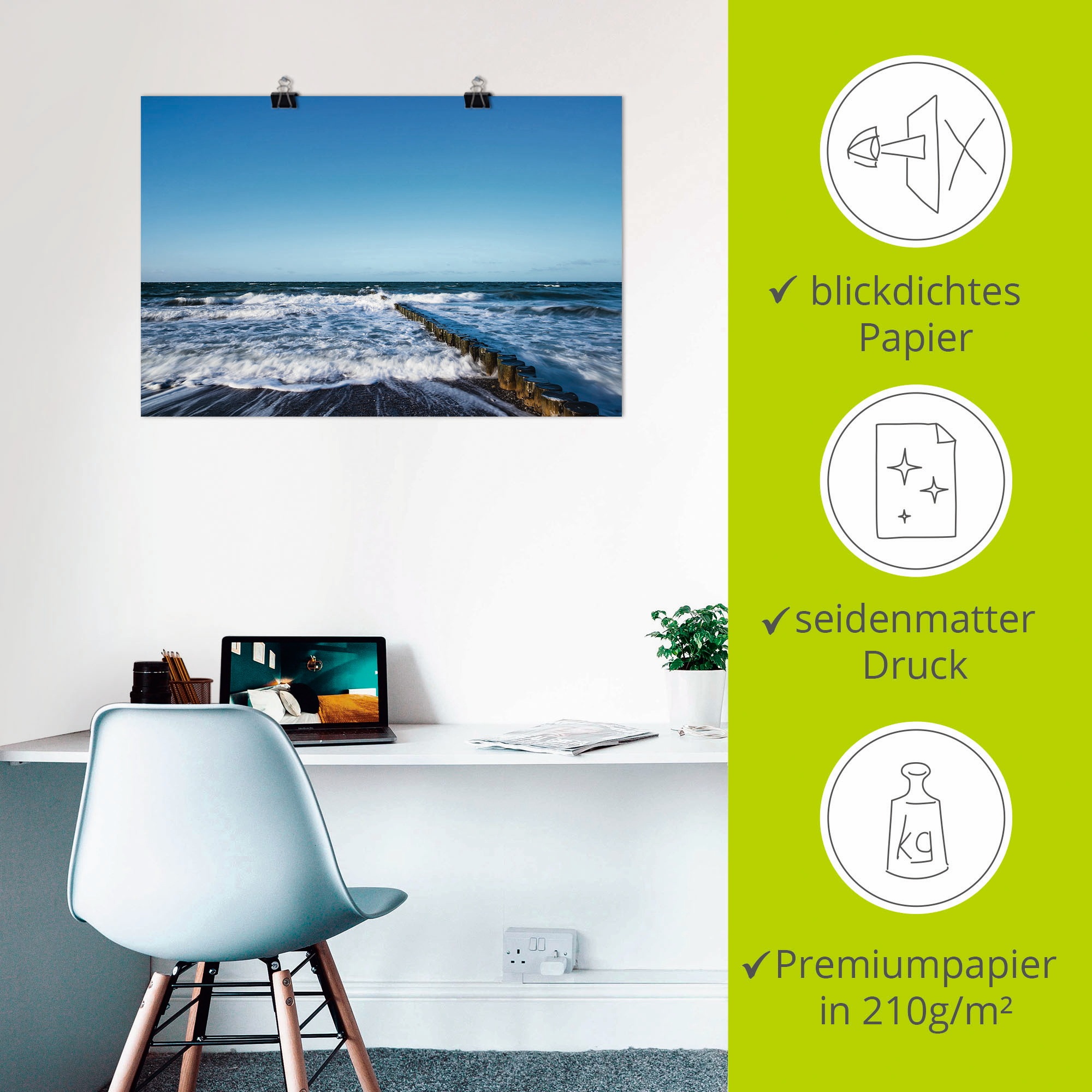 Artland Wandbild »Buhnen an der Küste der Ostsee IV«, Küste, (1 St.), als Poster in verschied. Größen