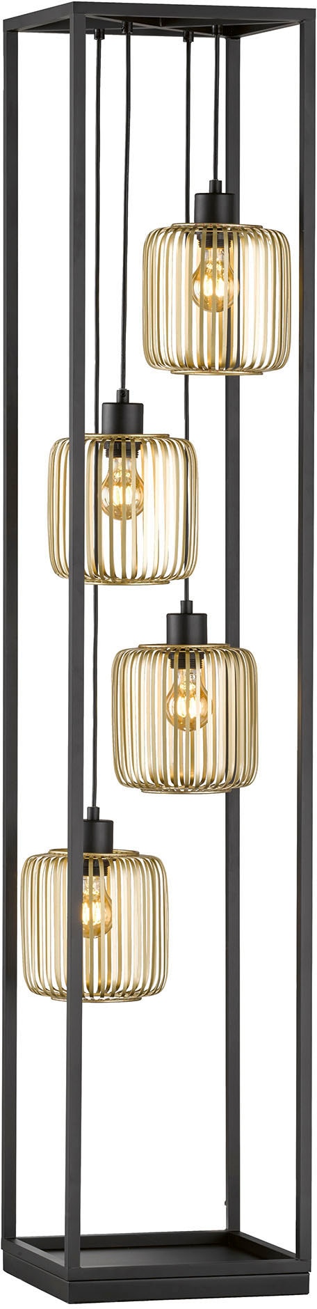 FISCHER & HONSEL Stehlampe »CAYDO«, 4 flammig, Leuchtmittel E27 | ohne Leuchtmittel, Moderne, sandschwarze Leuchte-verleiht Deinem Raum etwas Extravaganz