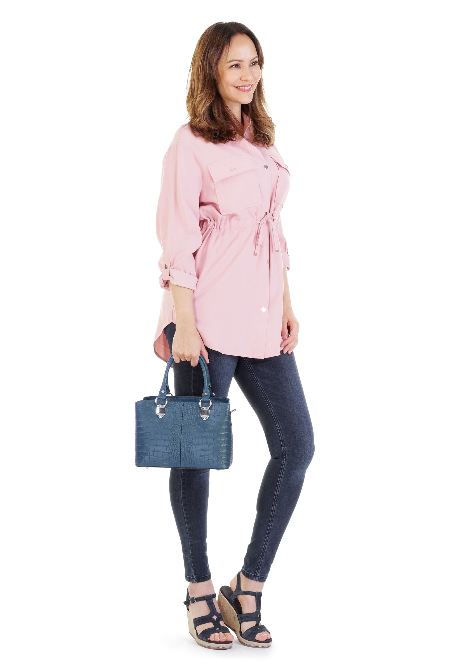 Cluty Umhängetasche, echt Leder, Made in Italy
