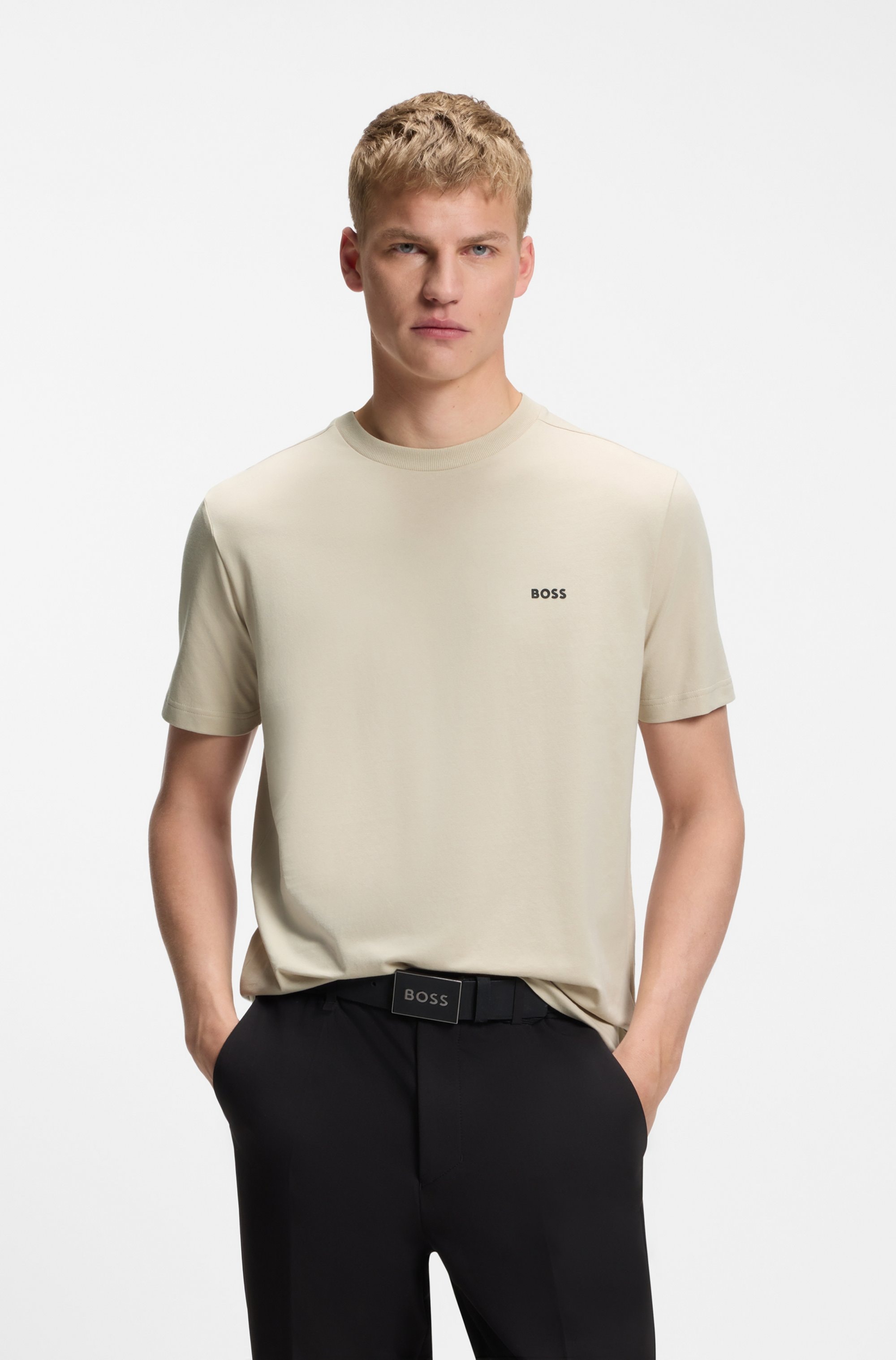 BOSS GREEN 1100000002199 "Tee Regular Fit" Stretch Jersey Cotton, Logo on Chest, Rundhals