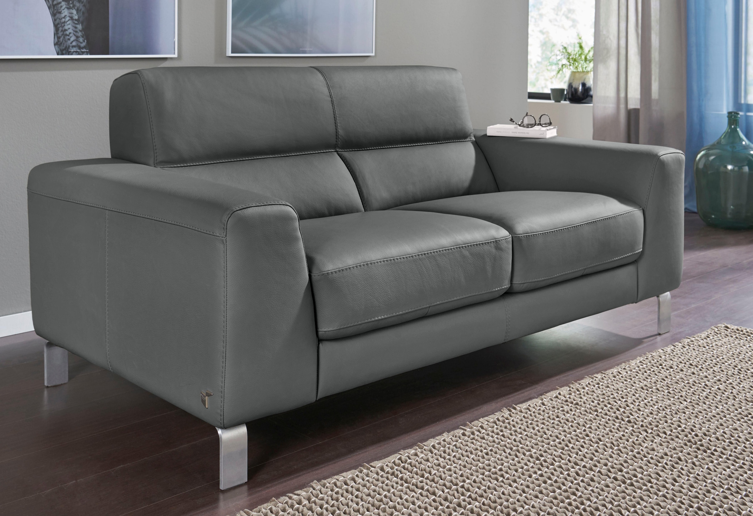 CALIA ITALIA 2,5-Sitzer "Simon, hoher Sitzkomfort, modern und elegant, italienisches Designsofa" in zwei Lederqualitäten