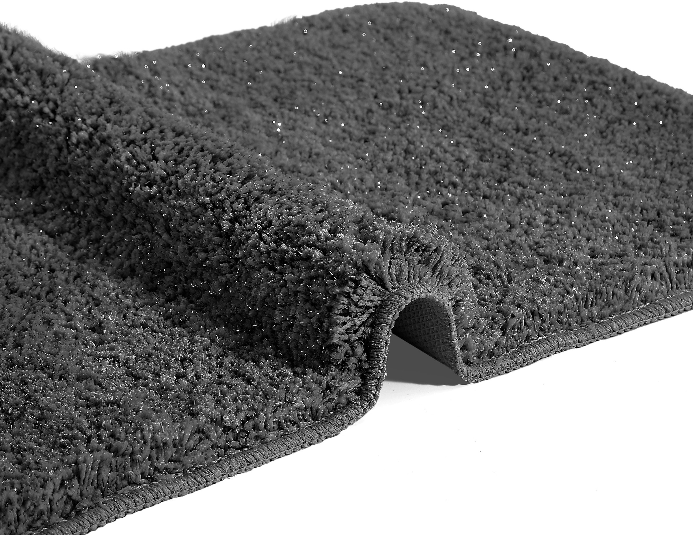 my home Badematte »Glitzer, Badvorleger, Badezimmer Teppich«, rutschhemmend beschichtet, fußbodenheizungsgeeignet-schnell trocknend-strapazierfähig, Badteppich, Akzente durch Glitzer-Garn