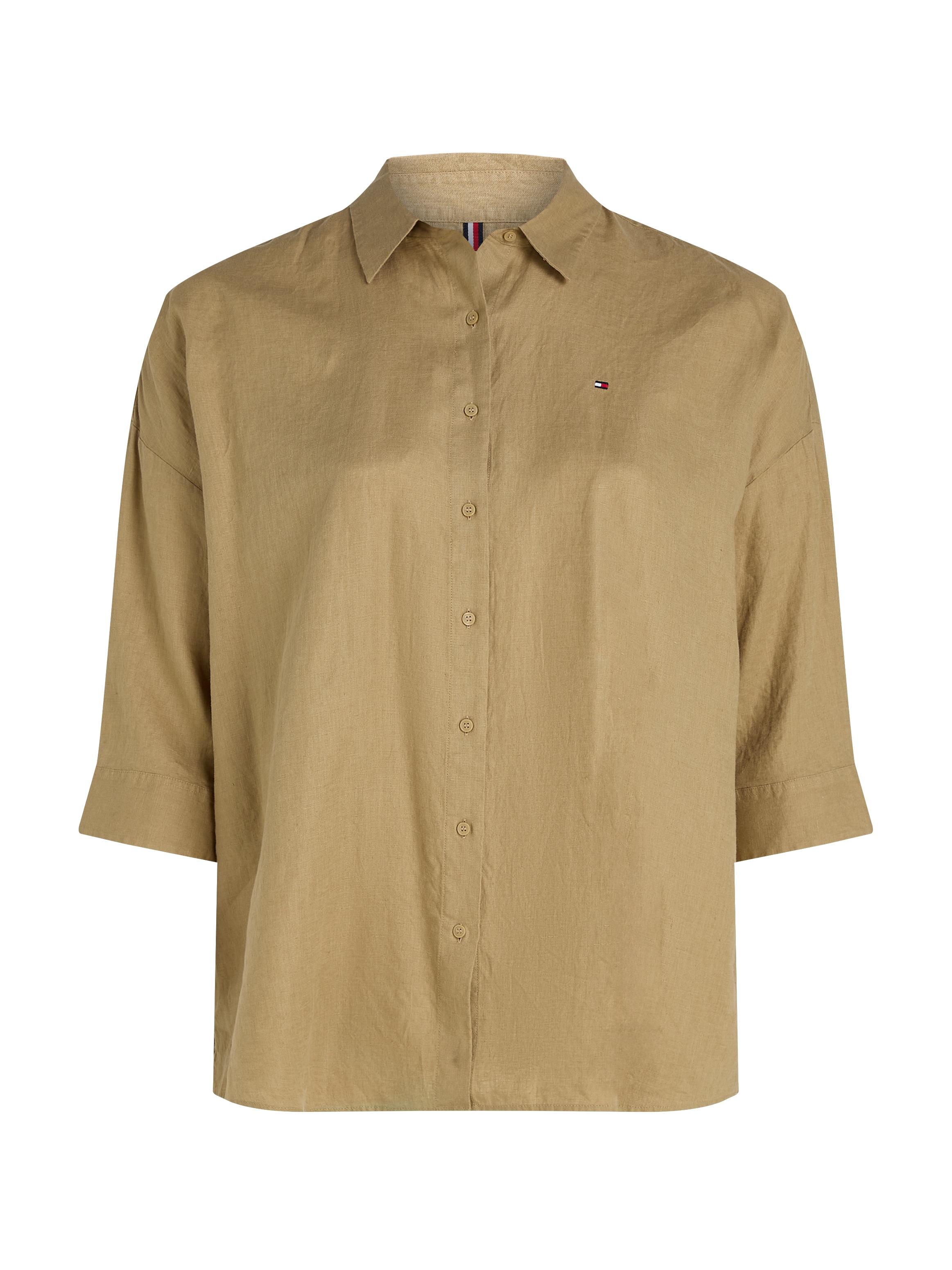 Tommy Hilfiger Curve Hemdbluse »CRV ESS LINEN EASY SHIRT«, in Großen Größen, Leinenqualität