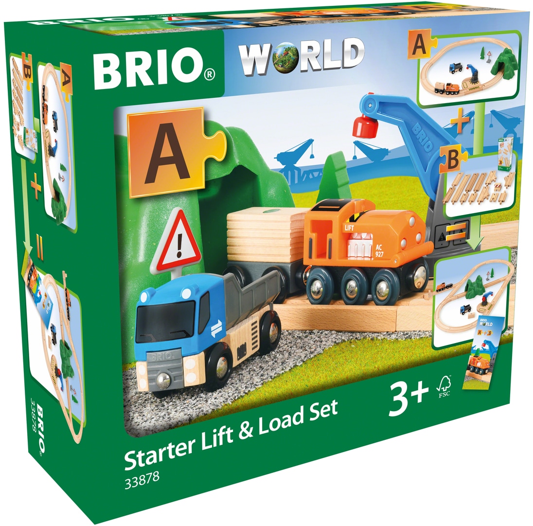 BRIO® Spielzeug-Eisenbahn »BRIO® WORLD, Starterset Güterzug mit Kran«, (Set), Made in Europe, FSC®- schützt Wald - weltweit