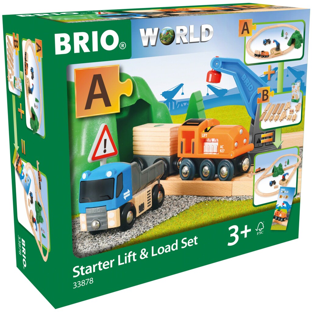 BRIO® Spielzeug-Eisenbahn »BRIO® WORLD, Starterset Güterzug mit Kran«, (Set)