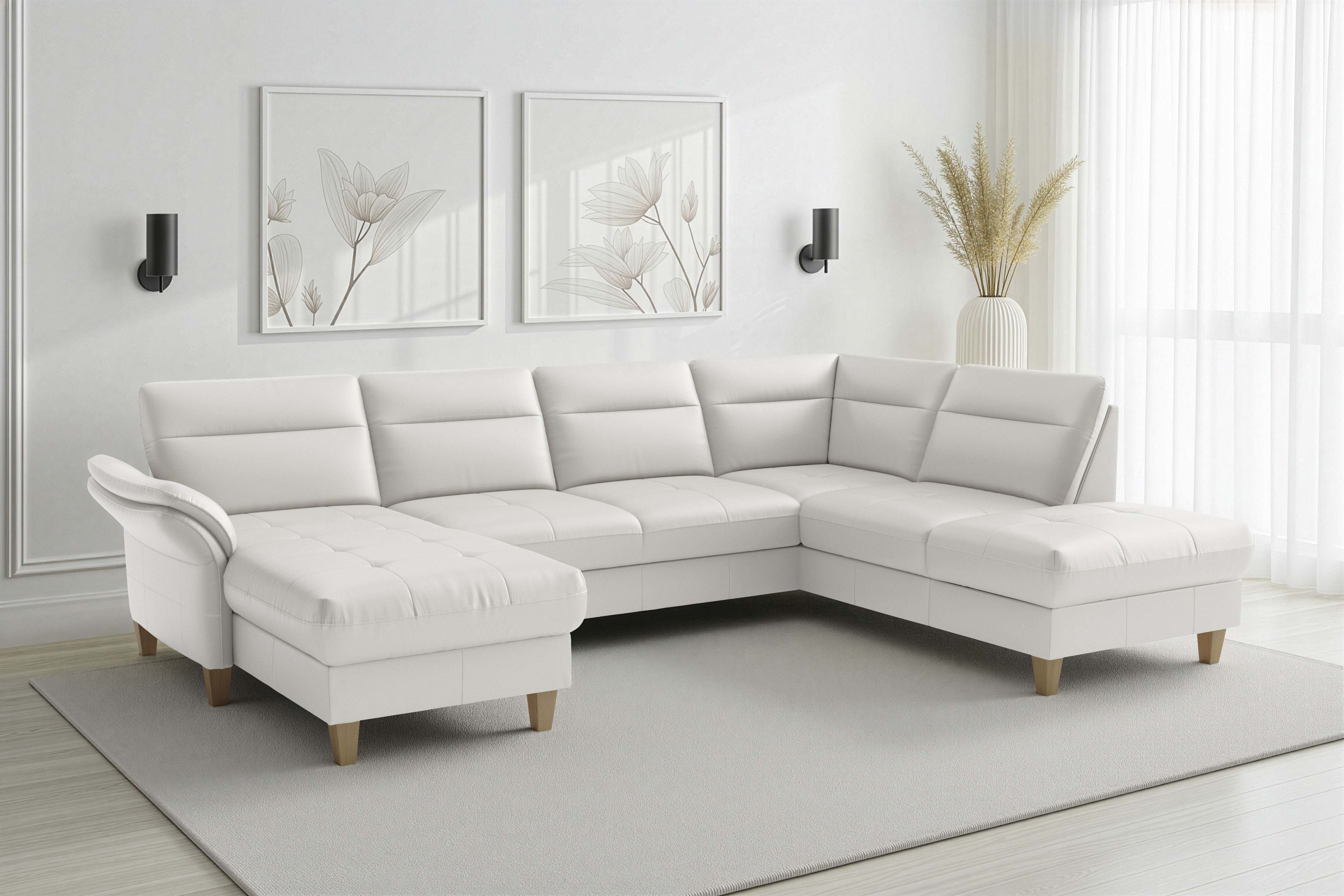 sit&more Wohnlandschaft "Pamela U-Form, B: 292 cm, optional Schlaffunktion & Bettkasten, Leder"