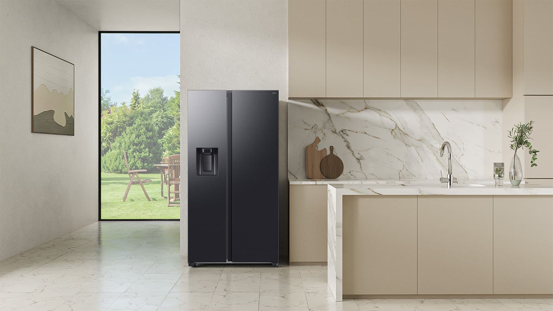 Samsung Side-by-Side RS70F »RS70F66KBFEF« 178 cm hoch 91,2 cm breit Eis- und Wasserspender, Al Energy Mode, No Frost+