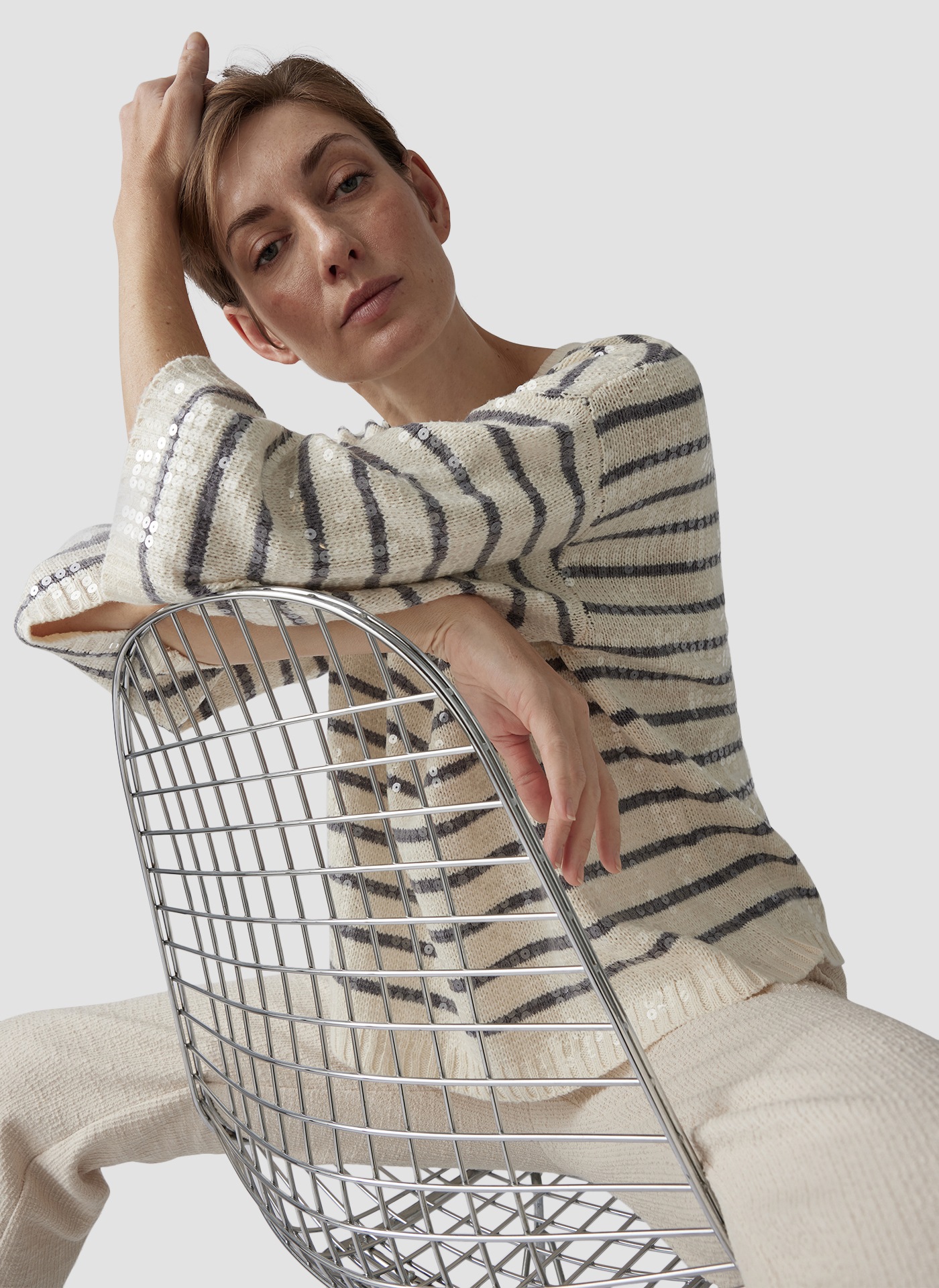 LeComte Strickpullover »LeComte Pullover mit Streifen und Pailletten«