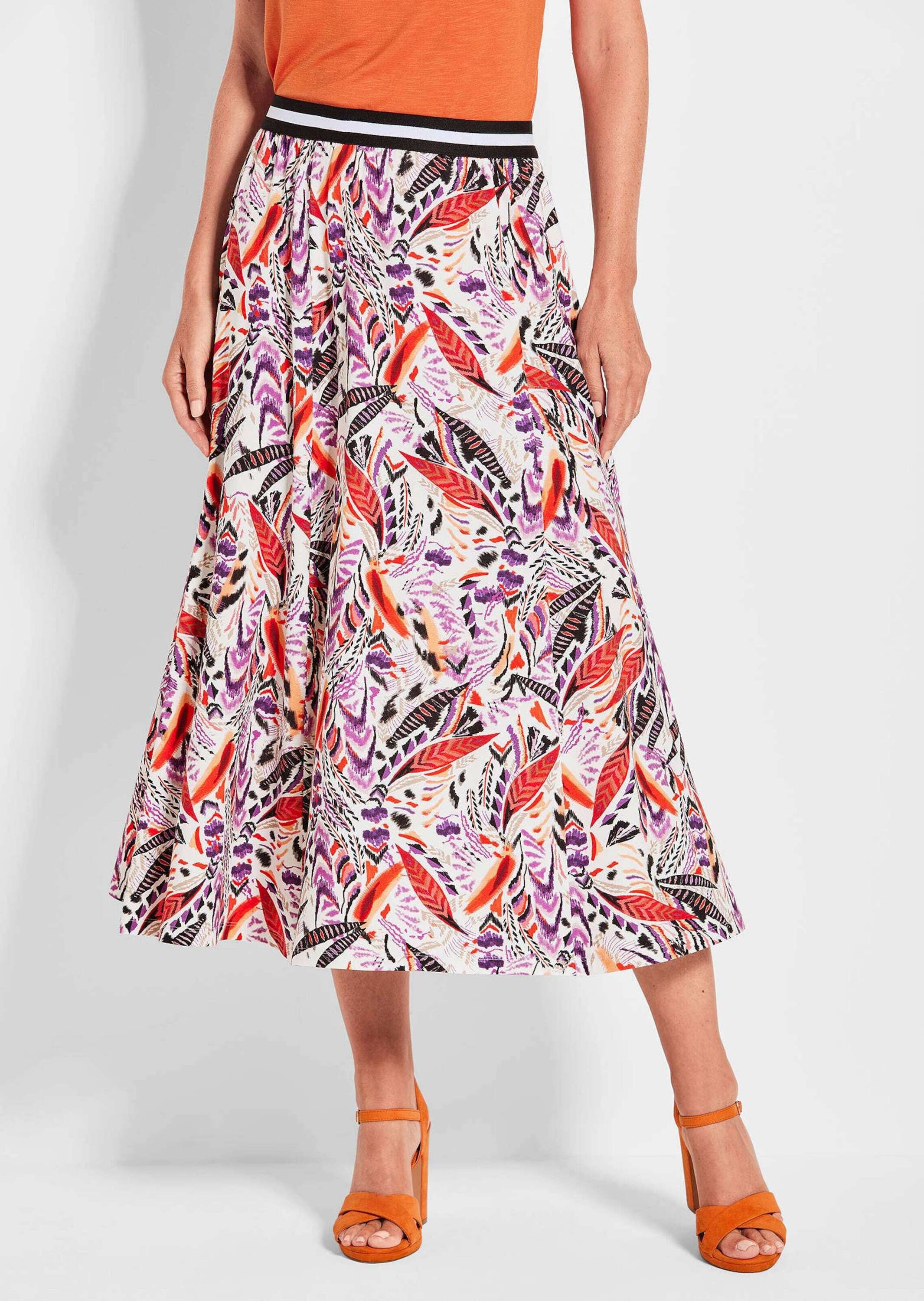 GOLDNER Maxirock "Kurzgröße Midi Ethno Rock mit Gummibund" Kontrastfarbiger günstig online kaufen