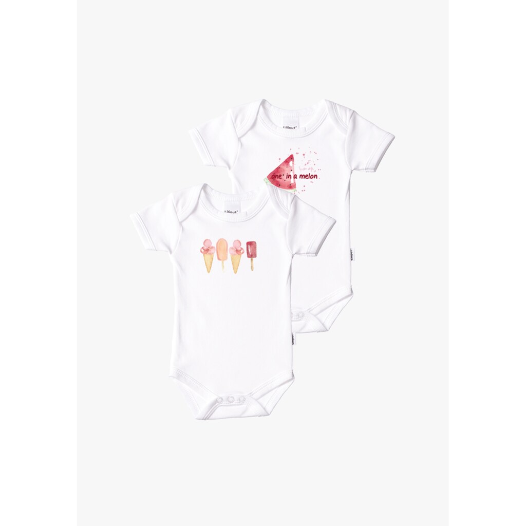 Kindermode Babykleidung Jungen Liliput Body, mit sommerlichen Prints weiß