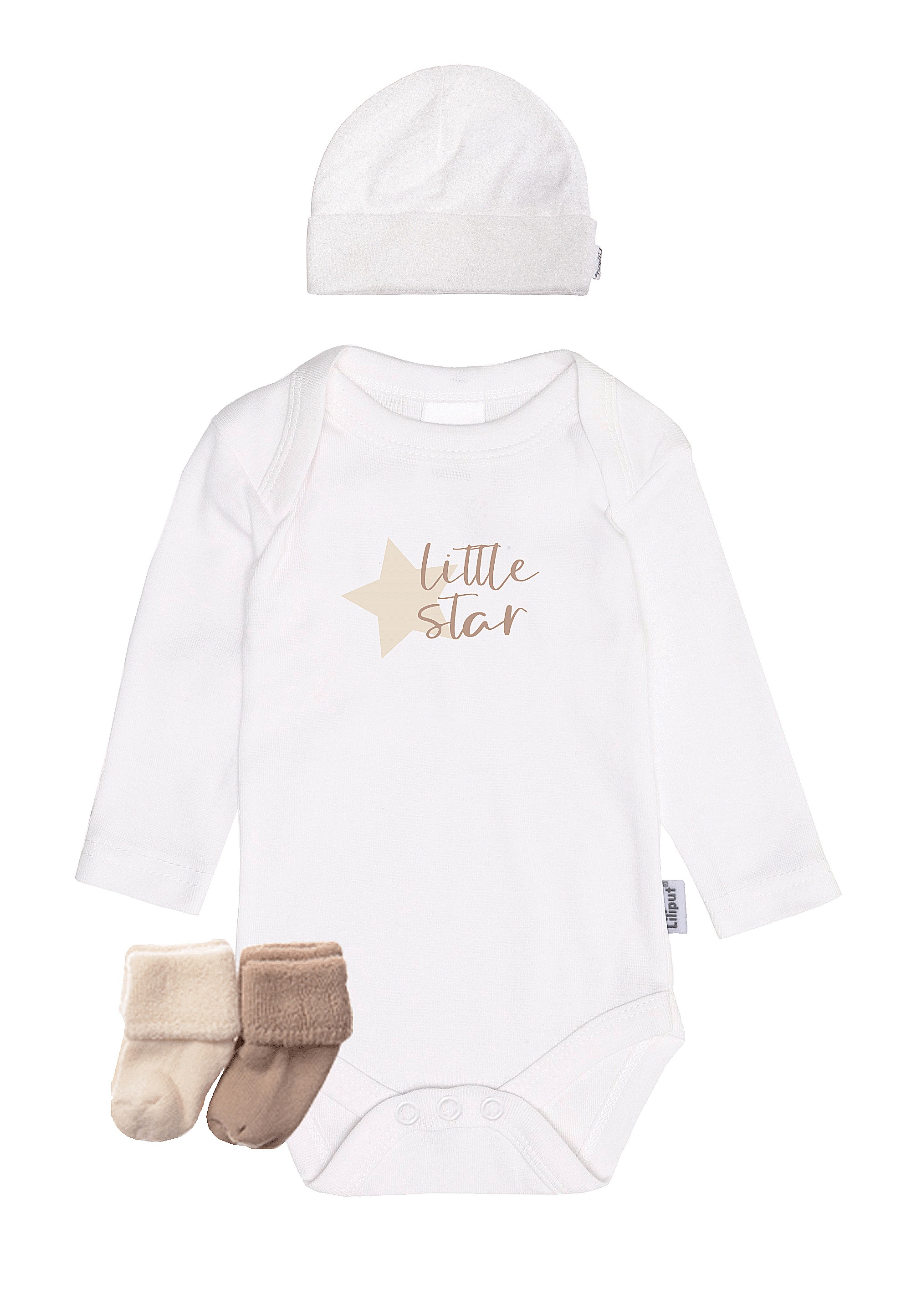 LILIPUT Mädchen Erstausstattungspaket "Little Star", weiß, Gr. 50, 100% Baumwolle, KOB Set-Artikel, bestehend aus Body, Mütze und zwei Paar Söckchen