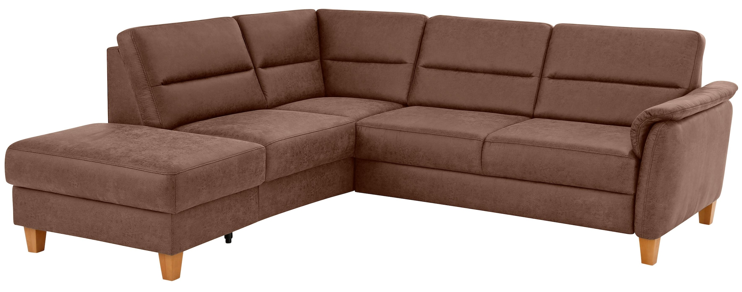 Home affaire Ecksofa "Palmera, L-Form, B: 236 cm, Bettfunktion & Bettkasten wählbar" Federkern-Polsterung, Sitzhöhe 48 cm, handgefertigt, stilvolles Design