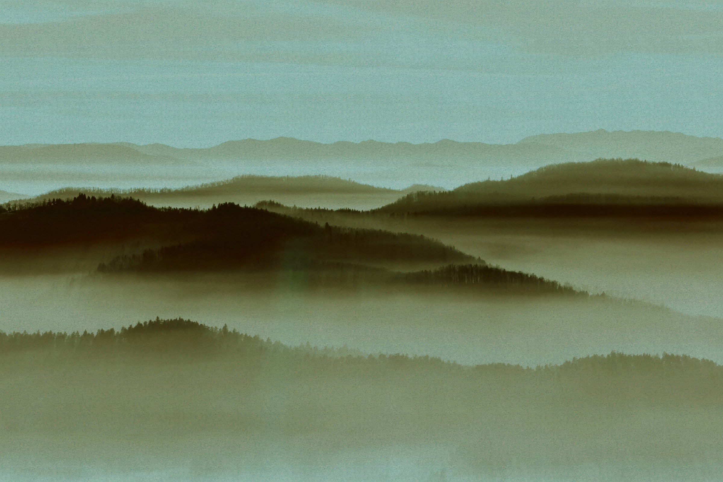 A.S. Création Leinwandbild »horizon«, Landschaft, (1 St.), Keilrahmen Bild Landschaft Berge Gebirge Nebel