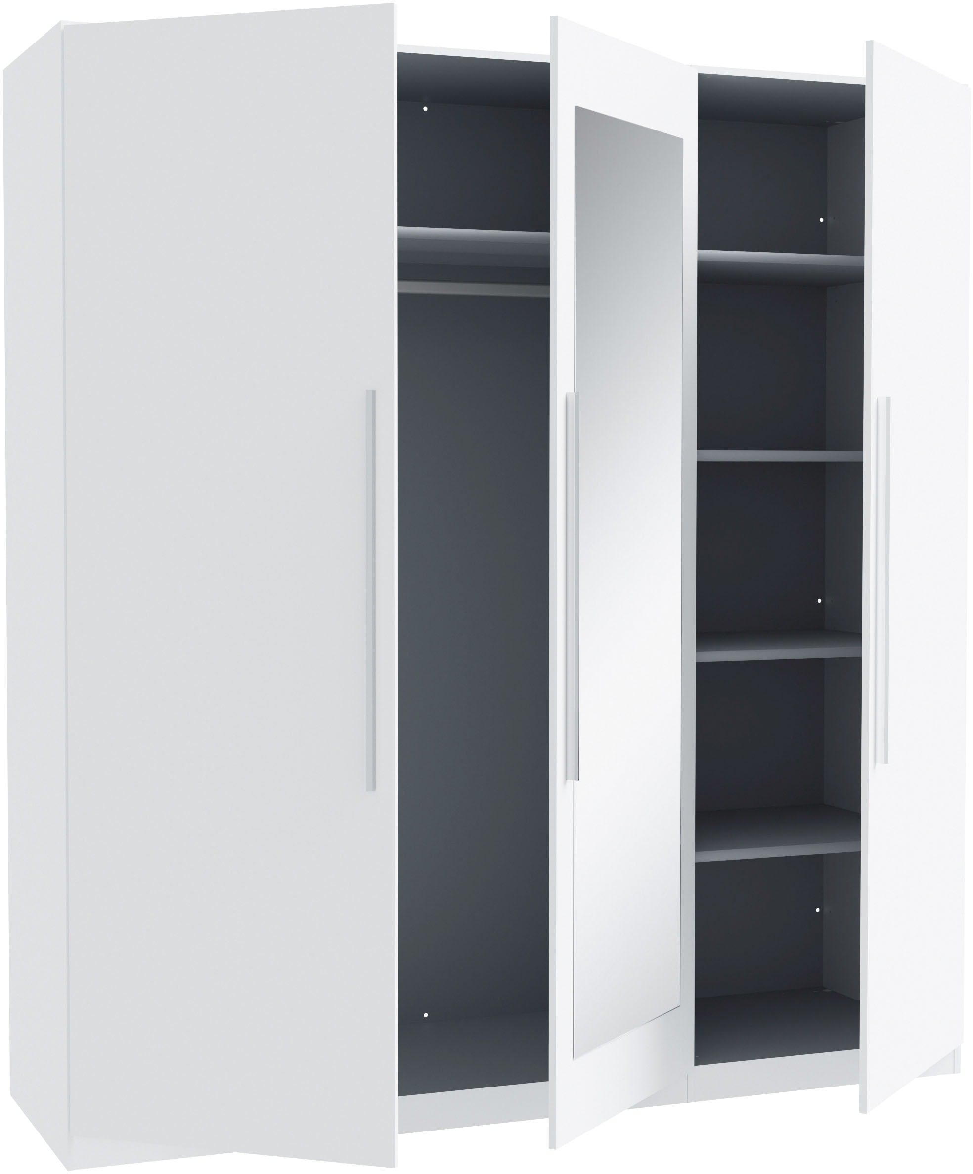 FORTE Drehtürenschrank, B/H/T 180,6/212,9/59 cm, Stauraum, Spiegeltüre