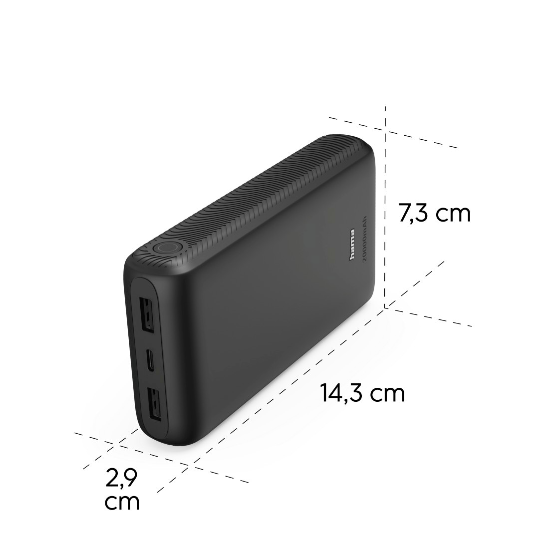 Hama Powerbank »Powerbank 20000 mAh mit USB-C und 2x USB-A Anthrazit« Fast Charge, LED-Display, USB-C, 2x USB-A, Schutzfunktionen