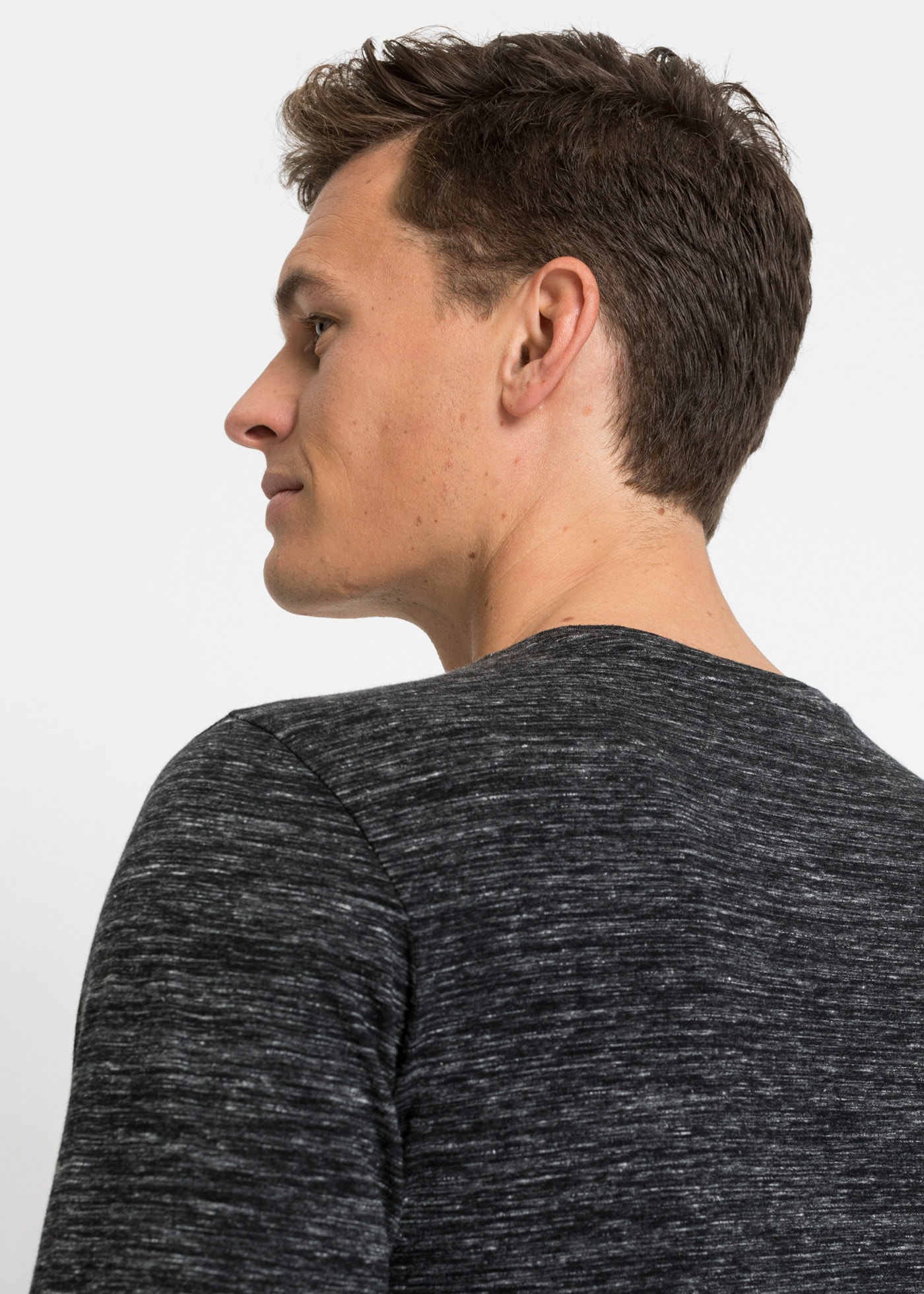 bonprix Langarmshirt Packung, 3, 3 Stk. meliertes Langarmshirt aus Baumwoll-Mix (3er-Pack)