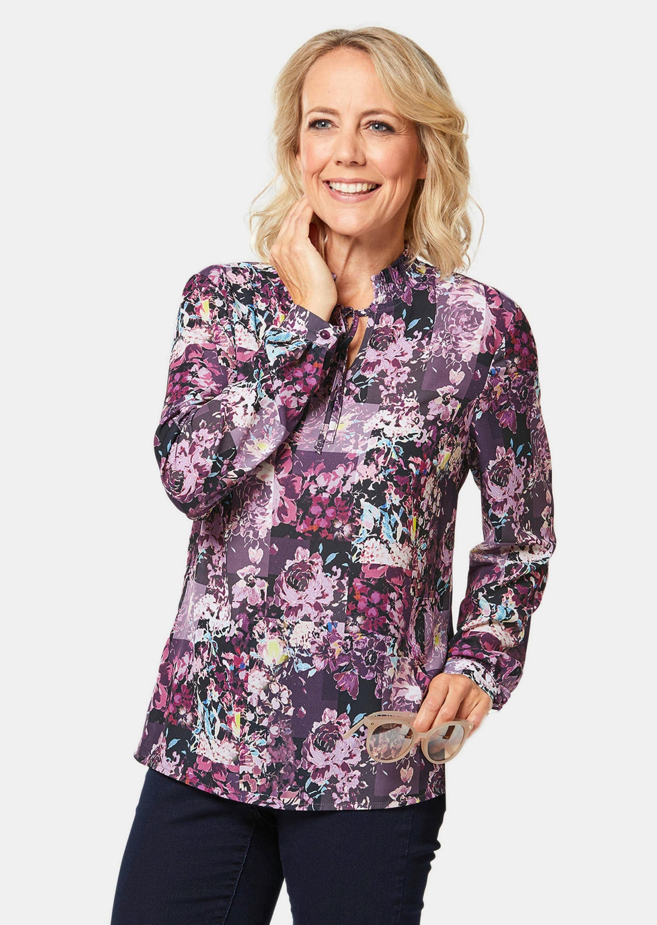 GOLDNER Druckbluse "Kurzgröße Kurzgröße - Druckbluse in exotischem Muster" günstig online kaufen