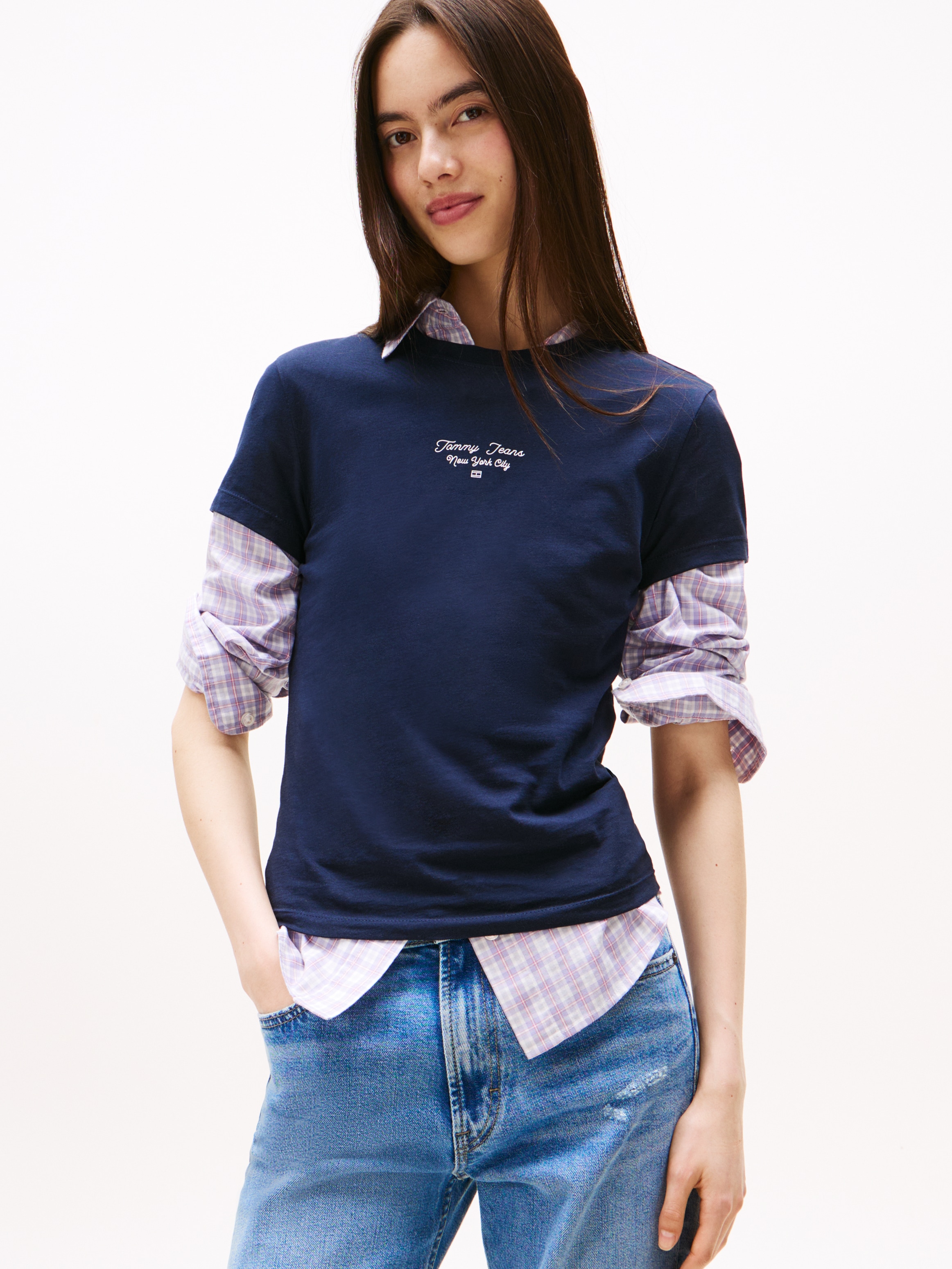 Tommy Jeans Kurzarmshirt "TJW SLIM ESS LOGO 1 TEE EXT" günstig online kaufen