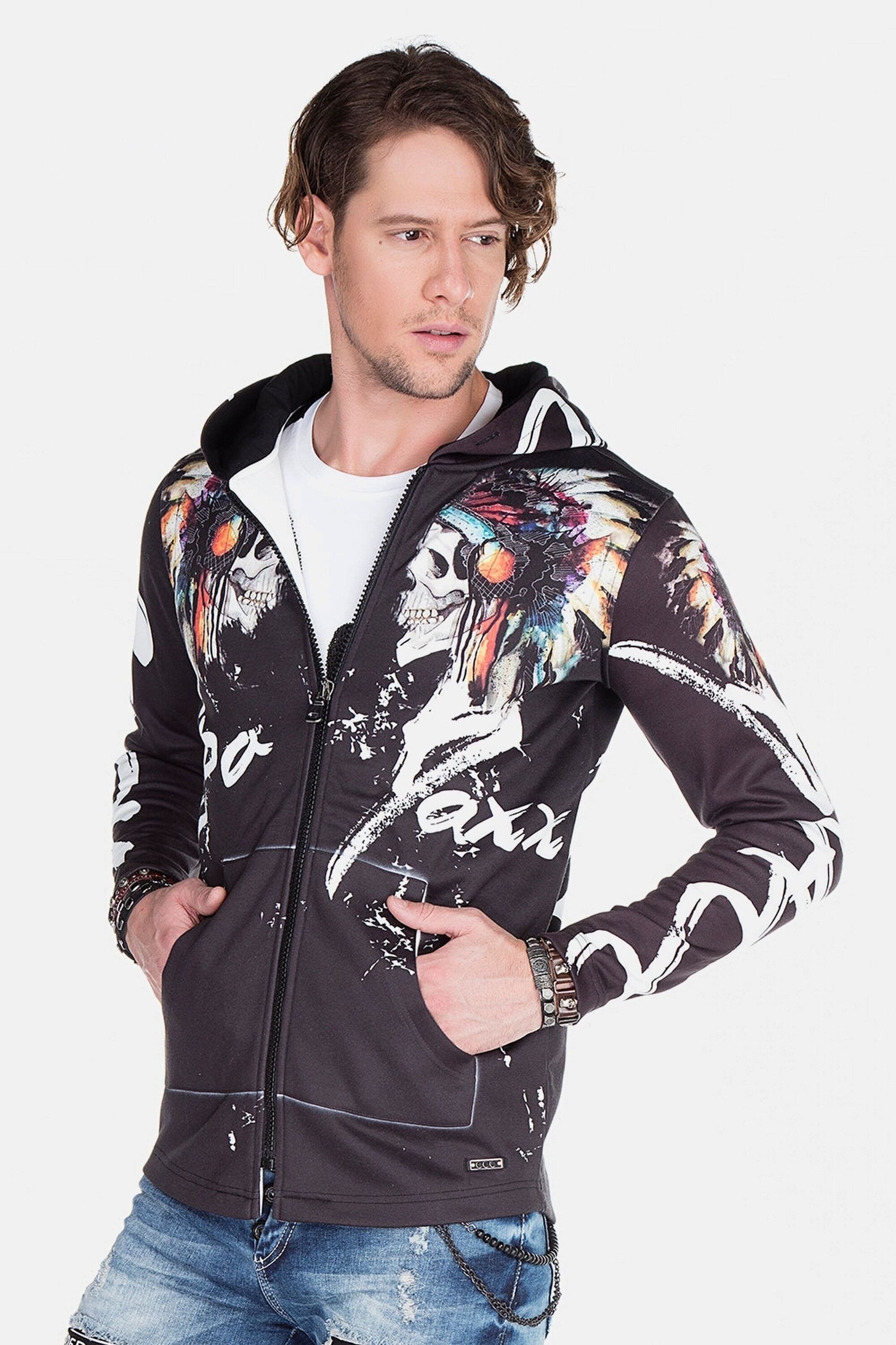 Cipo & Baxx Sweatjacke »Sweatshirts« 1 mit indigenem Allover-Print, CL-263