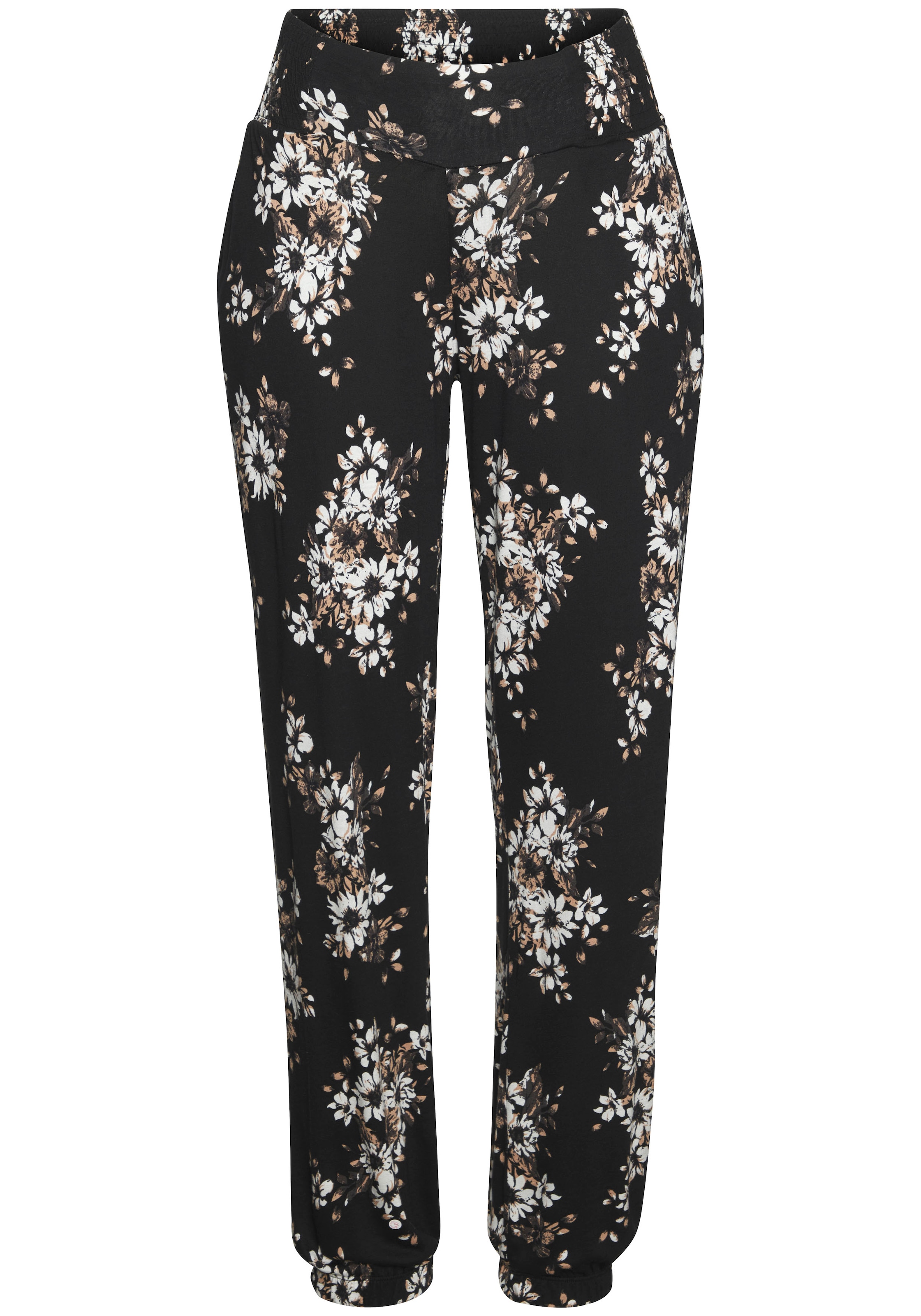 LASCANA Strandhose mit dezentem Blumendruck, lockere Jerseyhose, Sommerhose