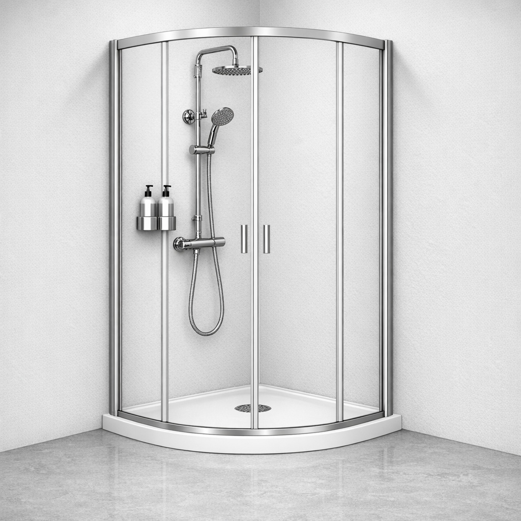 welltime Runddusche "Summer" Hohe 190 cm, 6mm ESG, Easy Clean, verbessertes Rollensystem