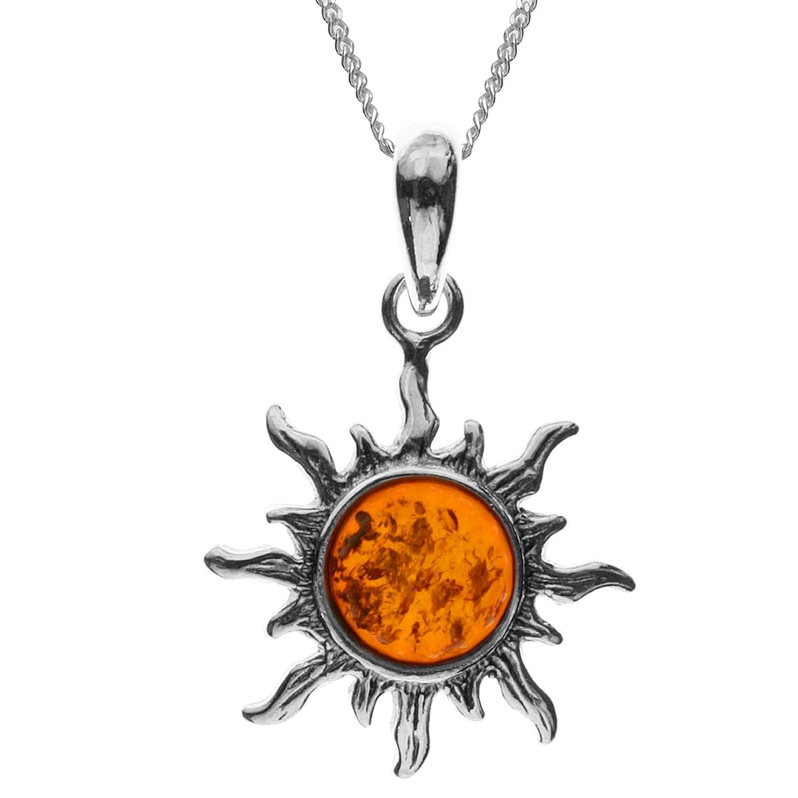 Kette mit Anhänger OSTSEE-SCHMUCK "Ostsee-Schmuck Kette mit Anhänger Sonne 20 mm" Gr. 60, silber, Halsketten, Damen, 60cm, Silber 925 (Sterlingsilber), L: 42