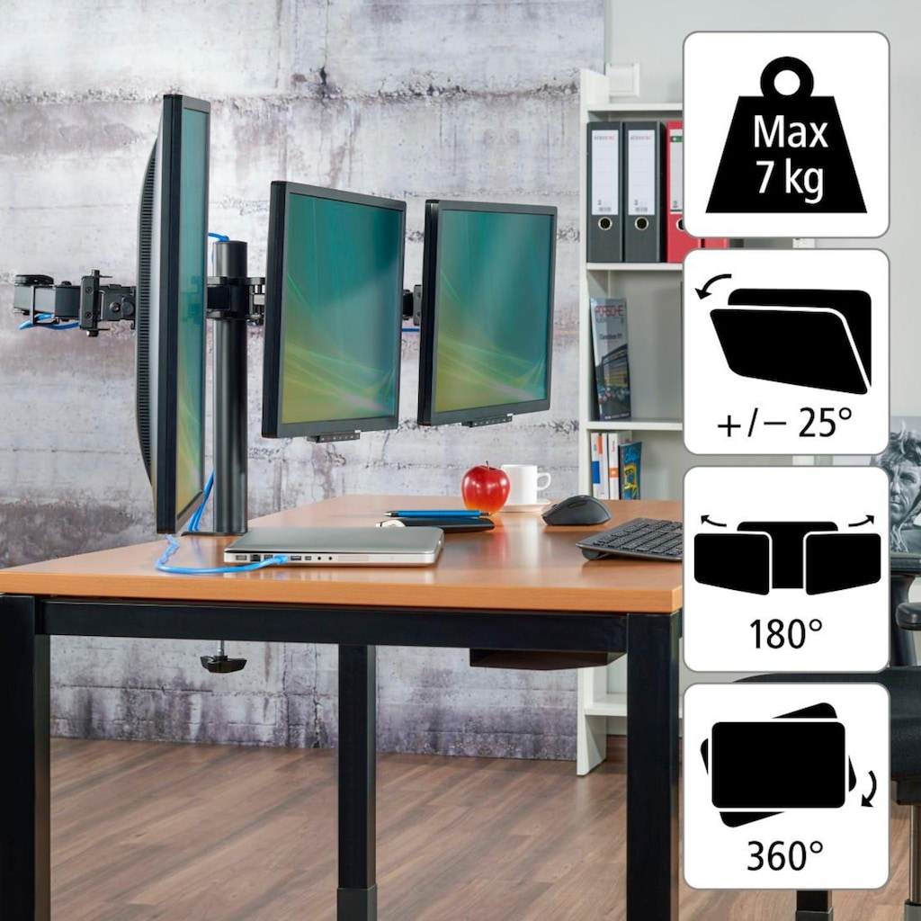 Hama Monitor-Halterung »Bildschirm Halterung, 33-69cm(13"-27") 3 Monitore«, bis 69 cm Zoll