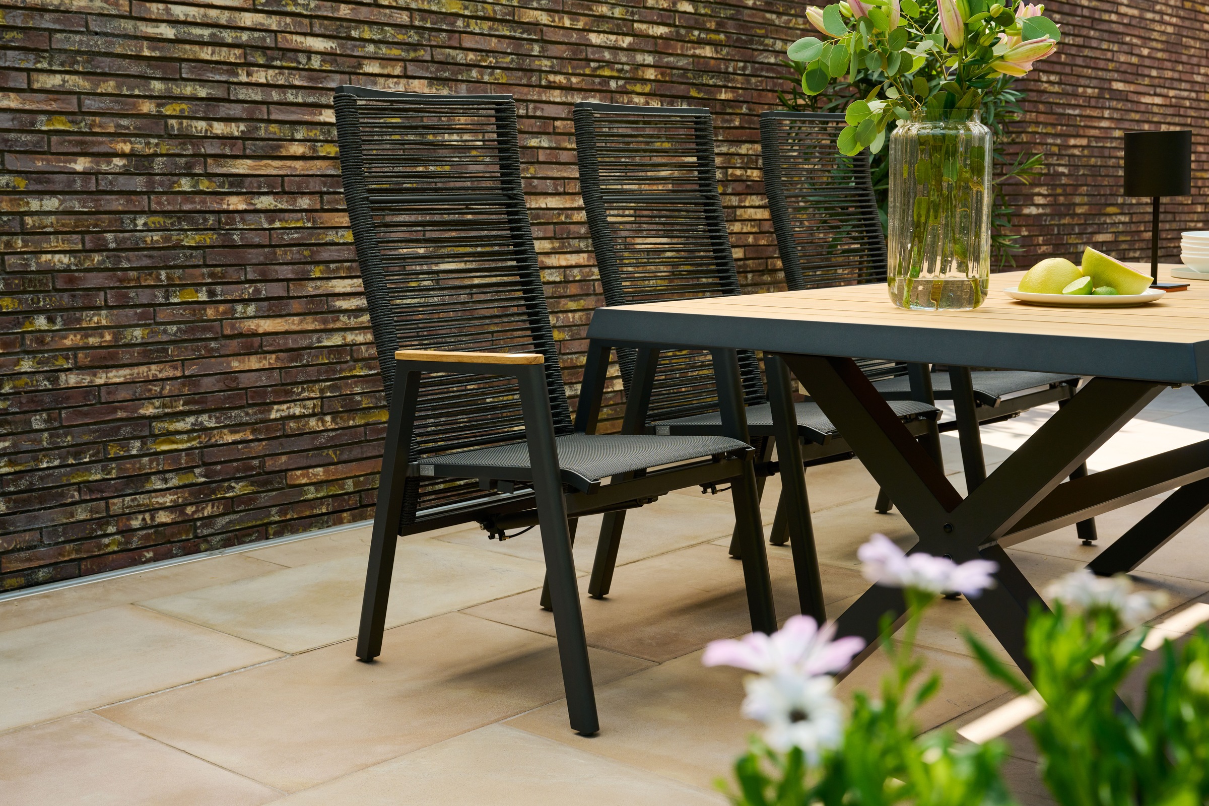 Siena Garden Gartensessel »BOLOGNA Move Sessel« Aluminiumgestell, Rope Geflecht, Armlehnen aus Teak FSC 100%