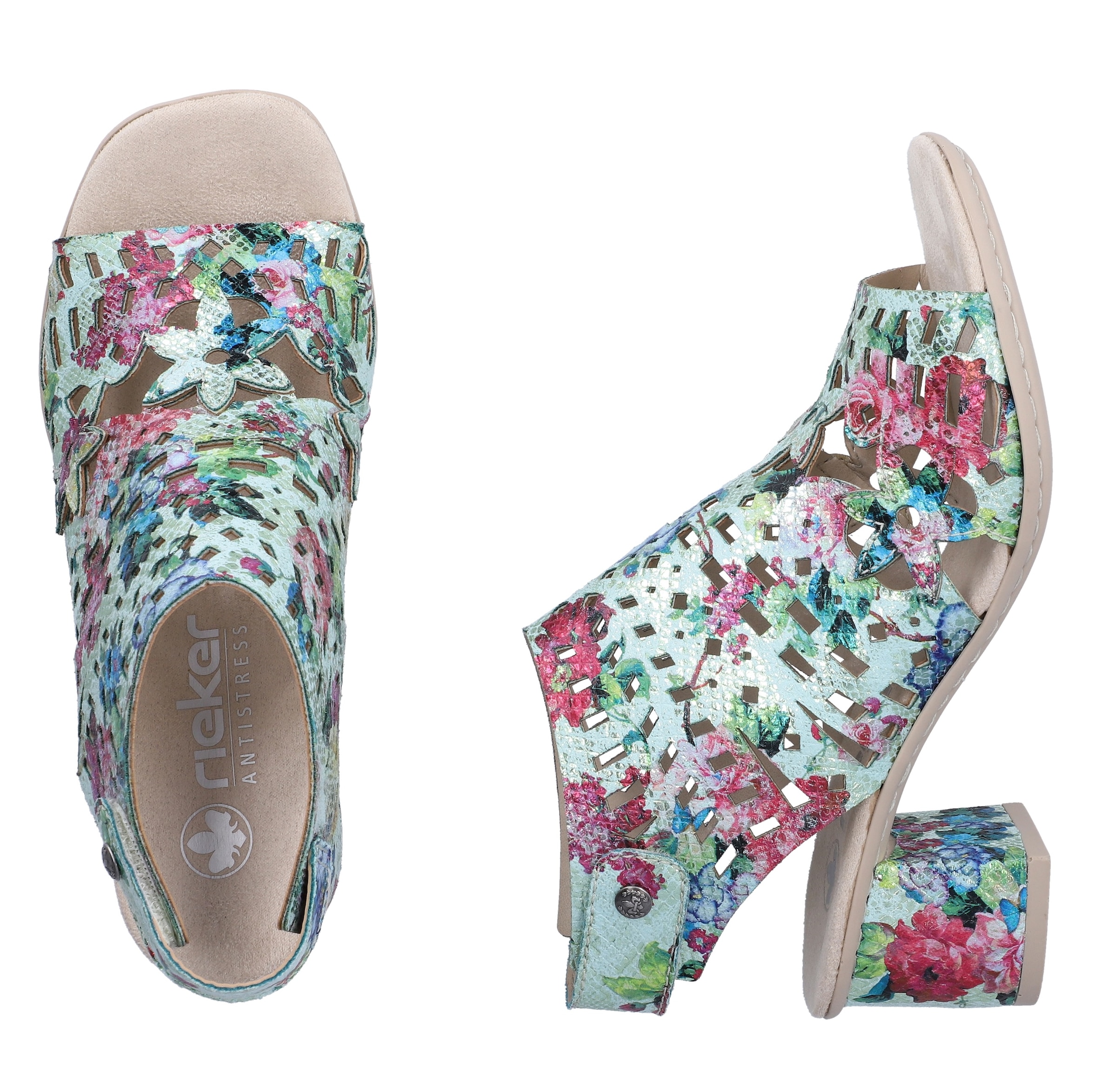 Rieker Sandalette  Sommerschuh, Sandale, Blockabsatz, mit modischer Schaftgestaltung