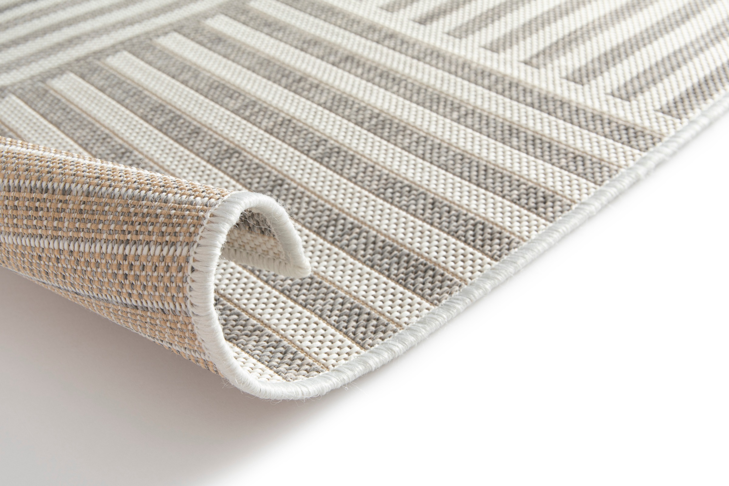 Primaflor-Ideen in Textil Teppich »Outdoorteppich RENEW - Stripes, Made in Belgium«, rechteckig, 4 mm Höhe, Flachgewebe, geometrisches Muster, In- und Outdoor geeignet