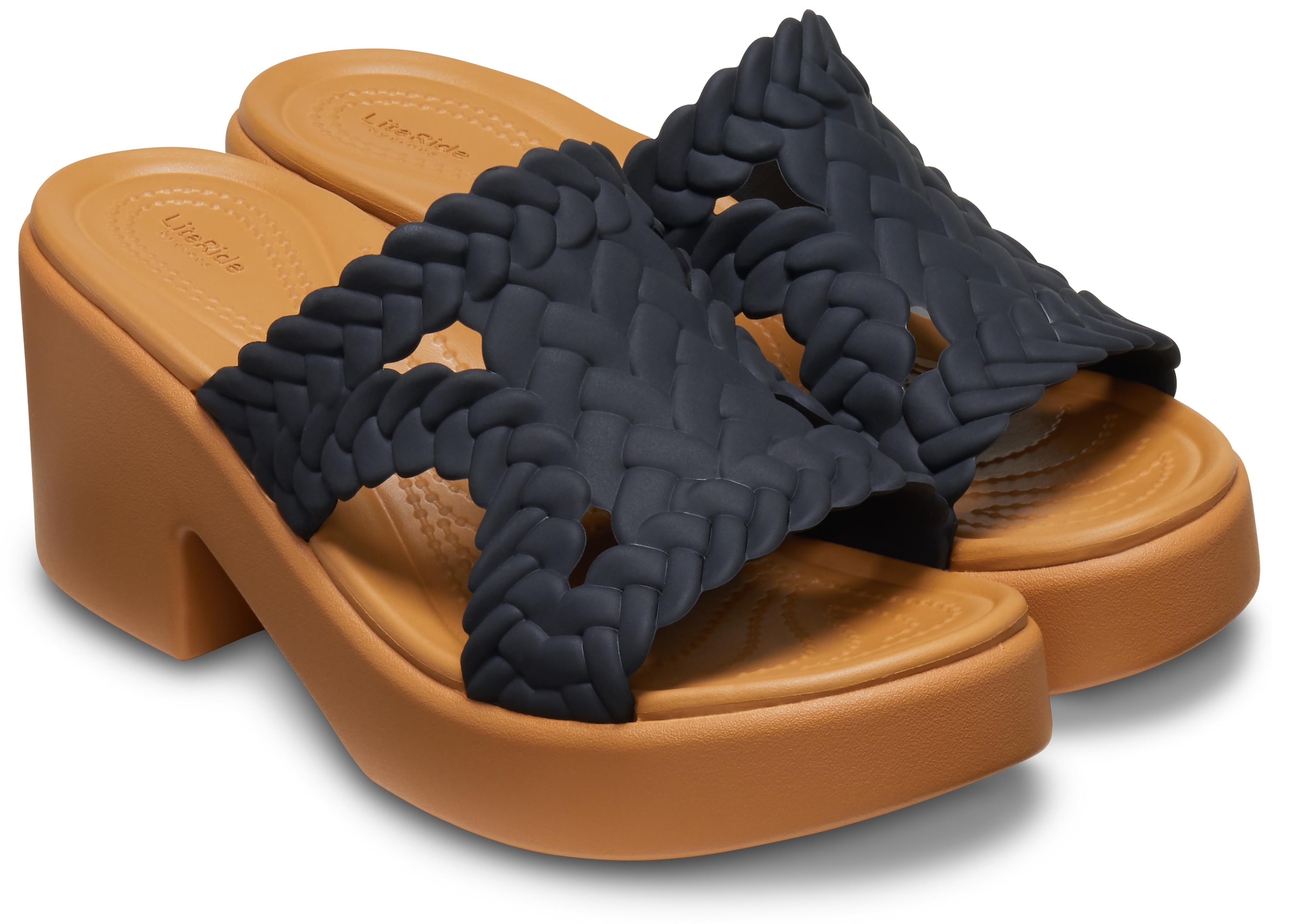 Crocs Pantolette "Brooklyn Woven Slide Heel", Sandale, Sommerschuh mit modischem Blockabsatz