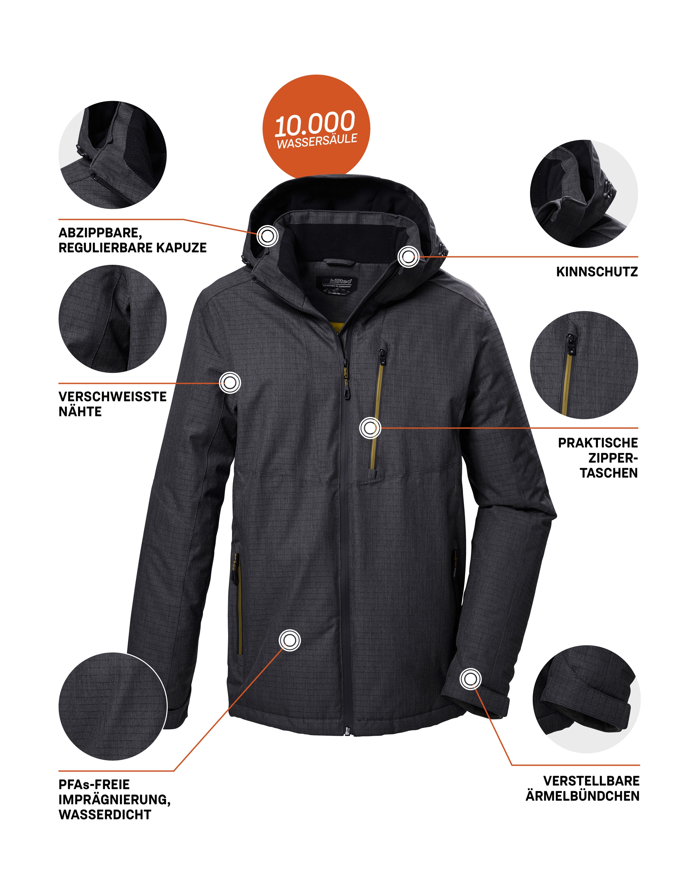 Killtec Funktionsjacke »KOW 7 MN JCKT«, Wasser- und winddichte Outdoorjacke, atmungsaktiv, Melange Optik
