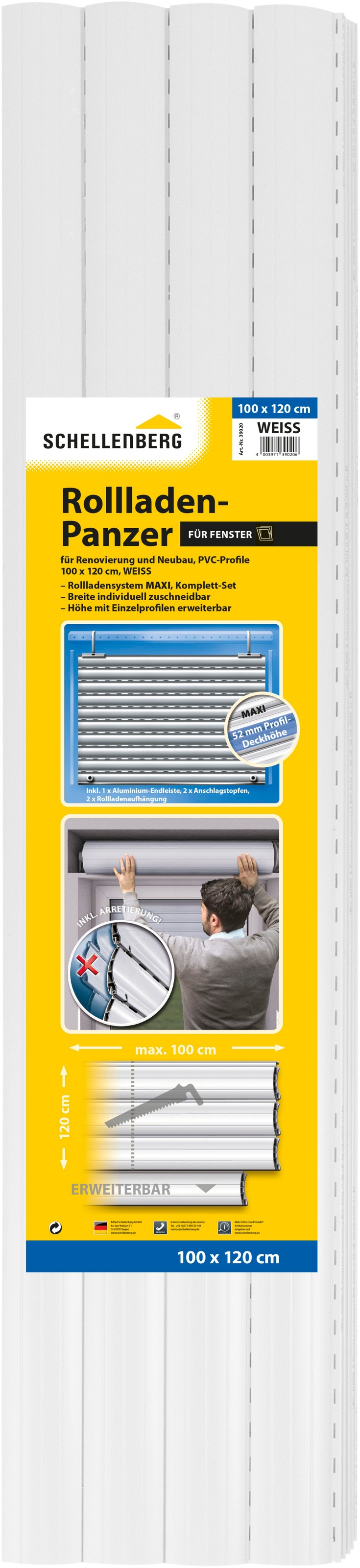 SCHELLENBERG Rollladenpanzer »Set für Fenster, Maxi System für 60 mm Stahlrohrwelle«, (1 tlg.), PVC Jalousie inkl. Zubehör