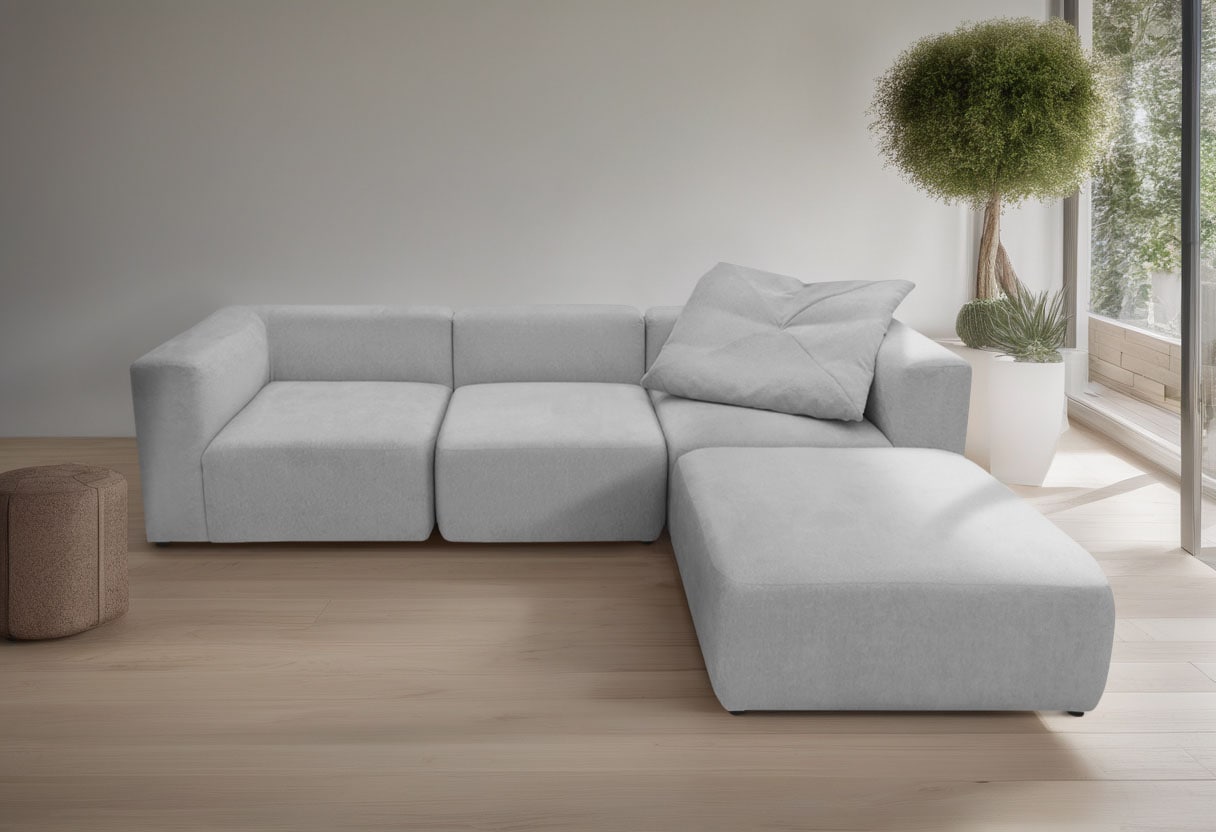 Home affaire 3-Sitzer "Utvik kann individuell zusammengestellt werden" Modulsofa, bestehend aus 2 Eck-, 1 Mittelelement und 1 Hocker