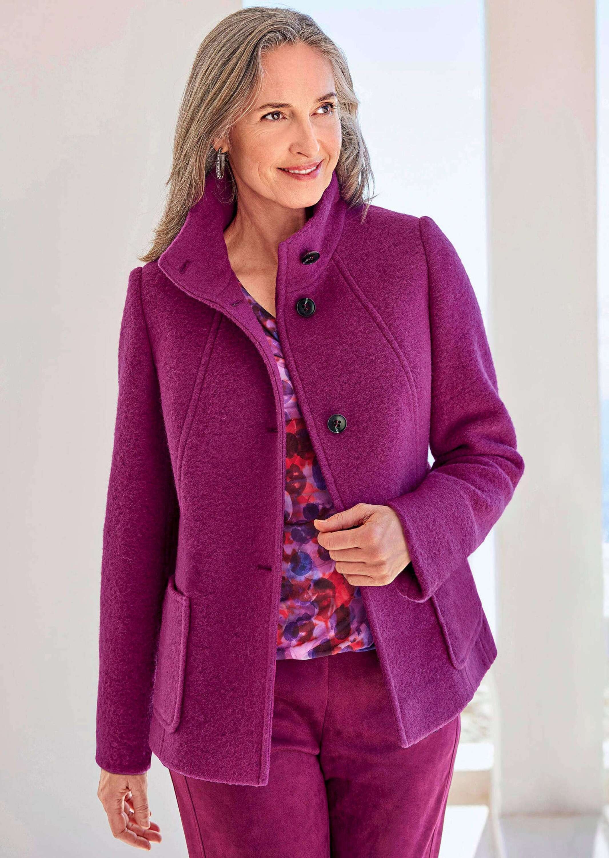 GOLDNER Wolljacke »Kurzgröße Wollmix Jacke mit Stehkragen«