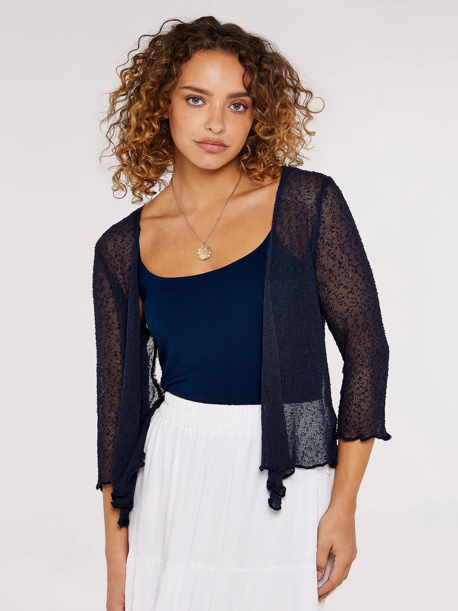 Apricot Cardigan "Popcorn-Strickjacke" 1 im semitransparenten Design