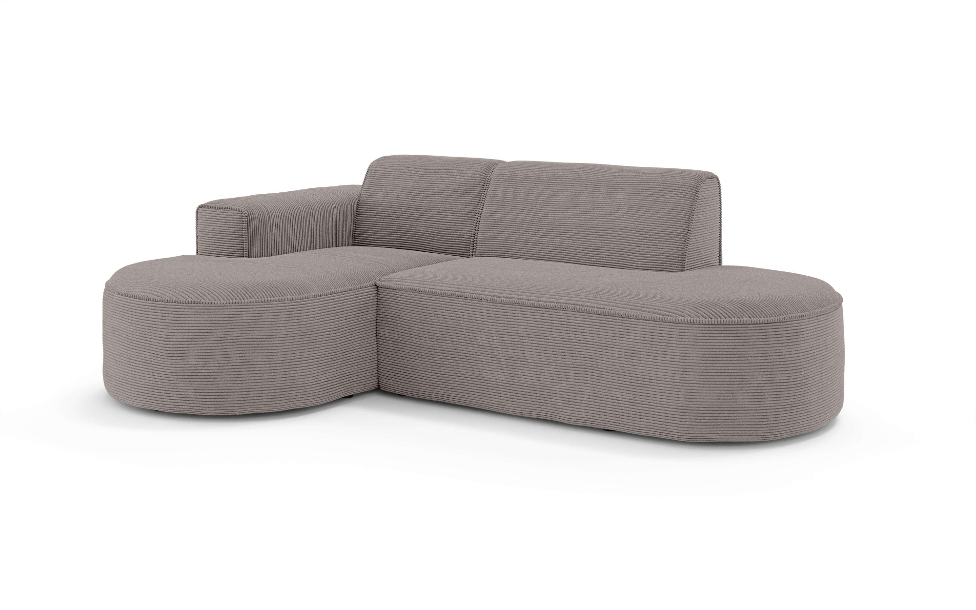 OTTO home Ecksofa »ADELLA Design-Sofa mit Recamiere rechts/links, 248/159/76 cm«, L-Form mit Wellenunterfederung, runde Form, auch in Cord