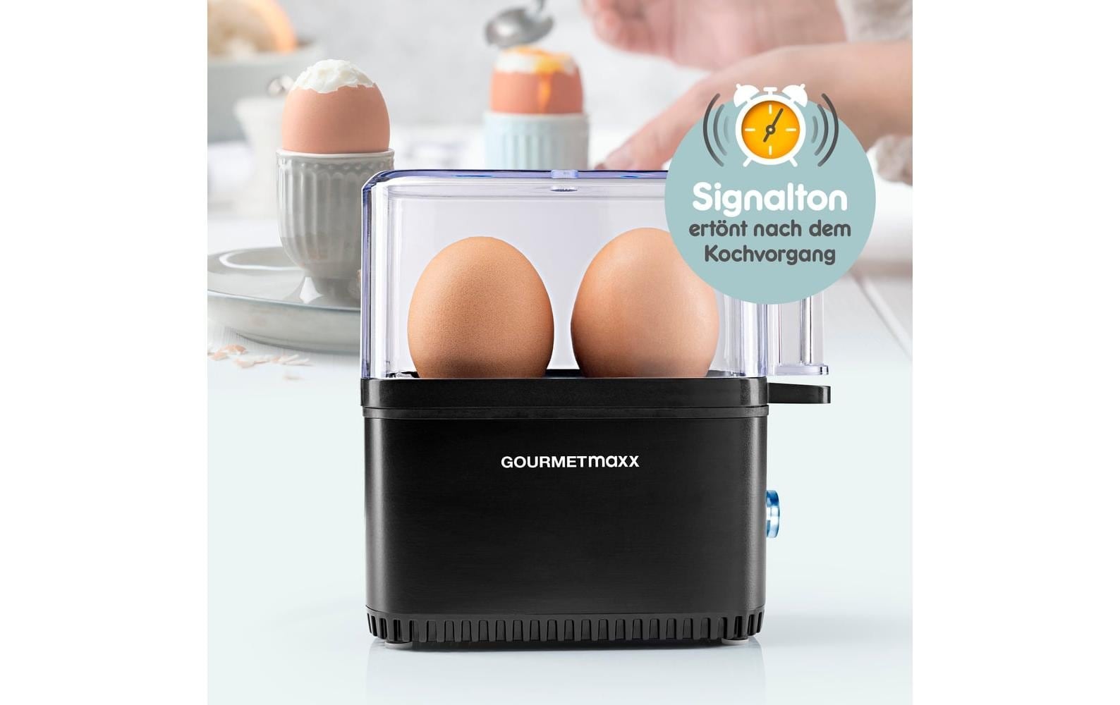 GOURMETmaxx Eierkocher »Kompakt 2.0 250 W« für 2 Stk. Eier 250 W Kompakter Design-Eierkocher für zwei Frühstückseier