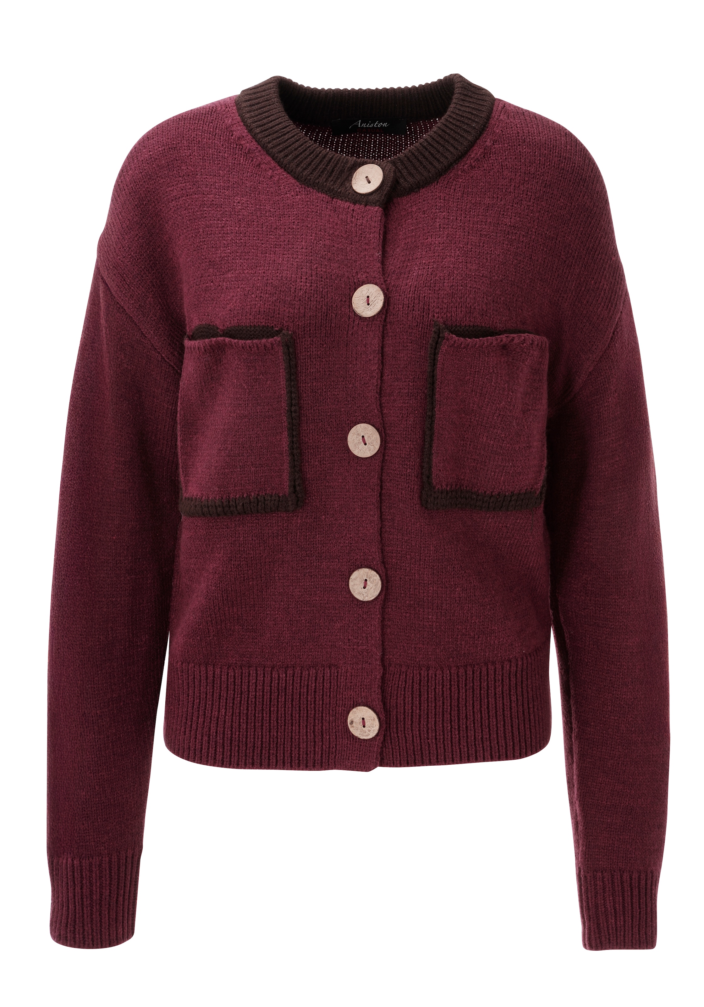 Aniston CASUAL Strickjacke mit dekorativen Knöpfen in Holzoptik zu schließen - NEUE KOLLEKTION