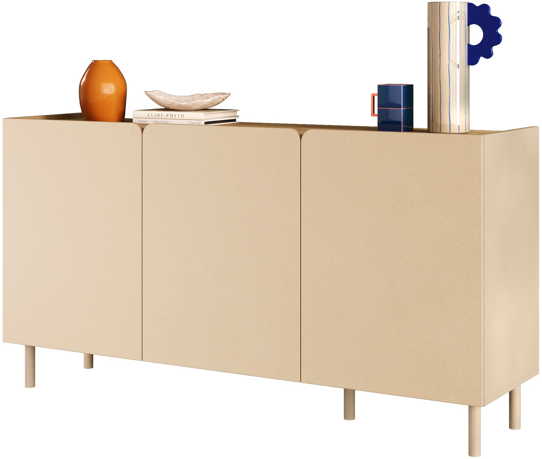 OTTO home Sideboard »Dobbiaco, 152 cm breit, 3 Türen, Anrichte, Kommode, Stauraumschrank« Innenliegendes Top, gerade Metallfüße, Tür mit Rundung