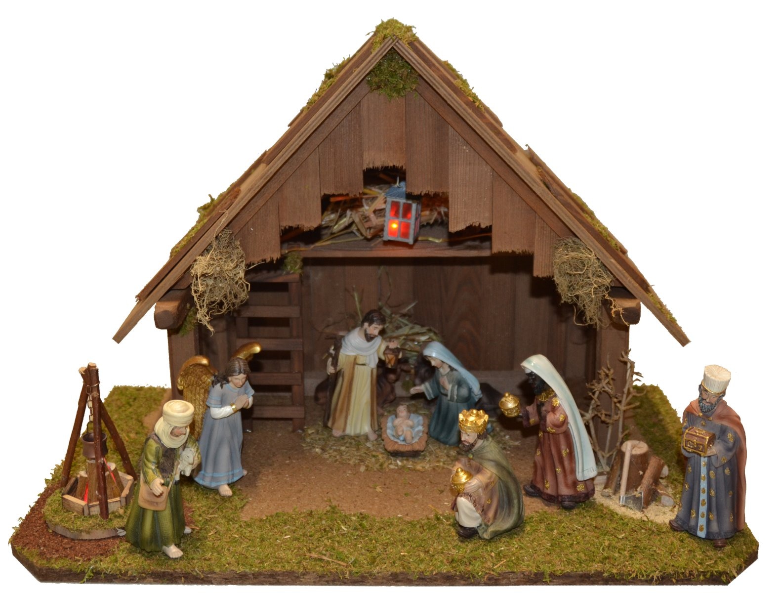 Alfred Kolbe Krippe "Krippenstall ohne Trafo" mit Laterne, Lagerfeuer, Hack günstig online kaufen