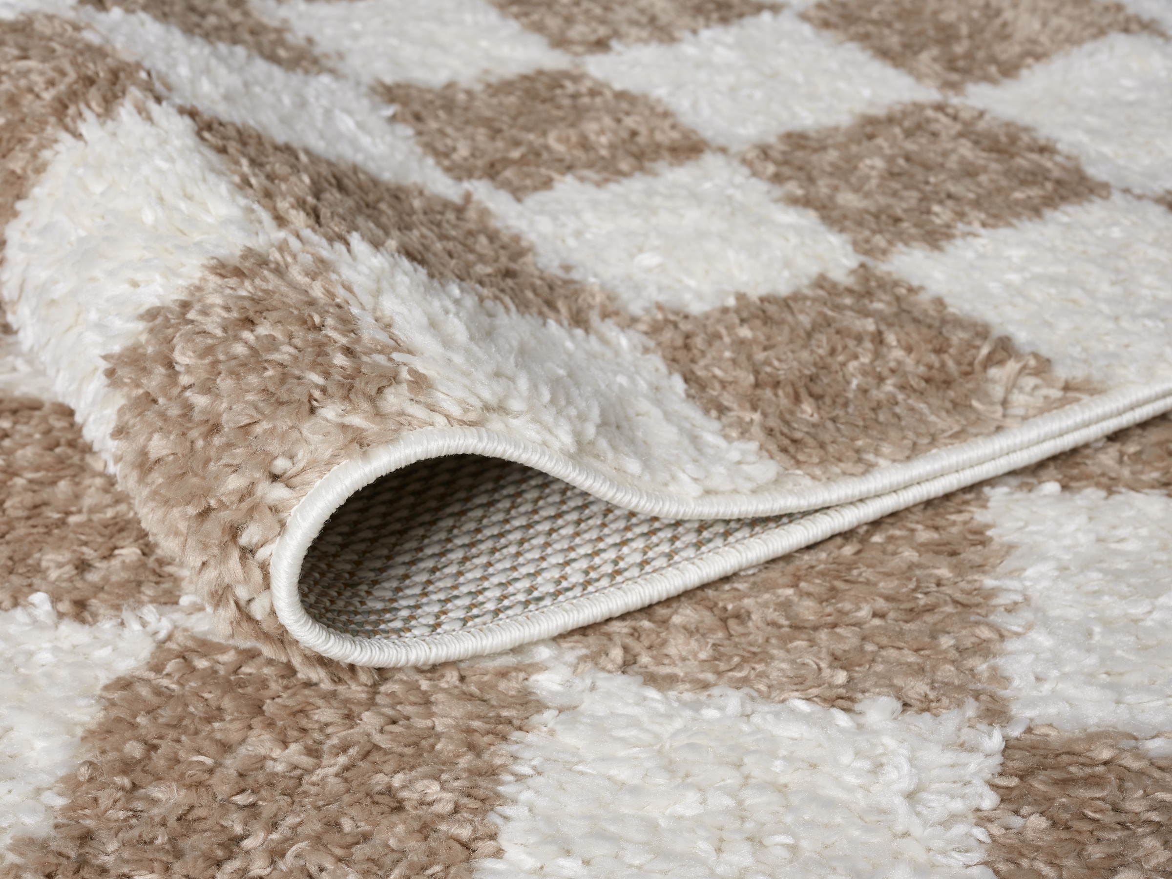 OTTO home Hochflor-Teppich »Kiiki«, rechteckig, 30 mm Höhe, Kariert, auffälliges Schachbrettmuster, Wohnzimmer, Schlafzimmer