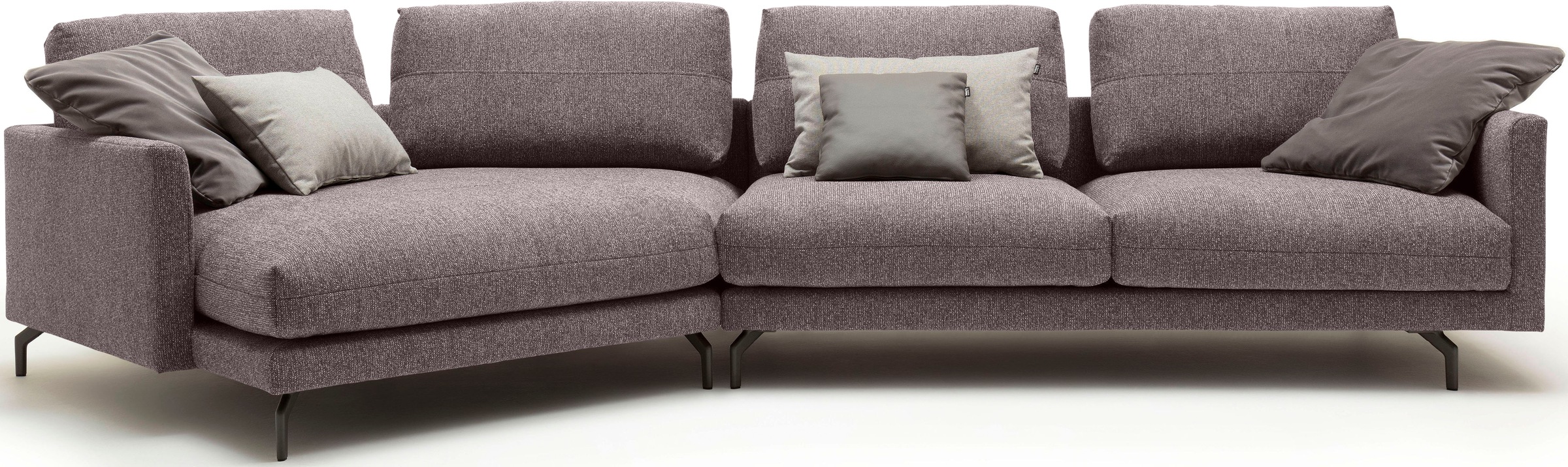 Wohnlandschaft "CR.414 mit Kuschelecke für Wohlfühlkomfort", lila (purpurviolett, steingrau), B:353cm H:91cm T:175cm, CREATION BY ROLF BENZ, Sofas, Wohnlandschaft, Wahlweise aus Leder oder Chenille 2